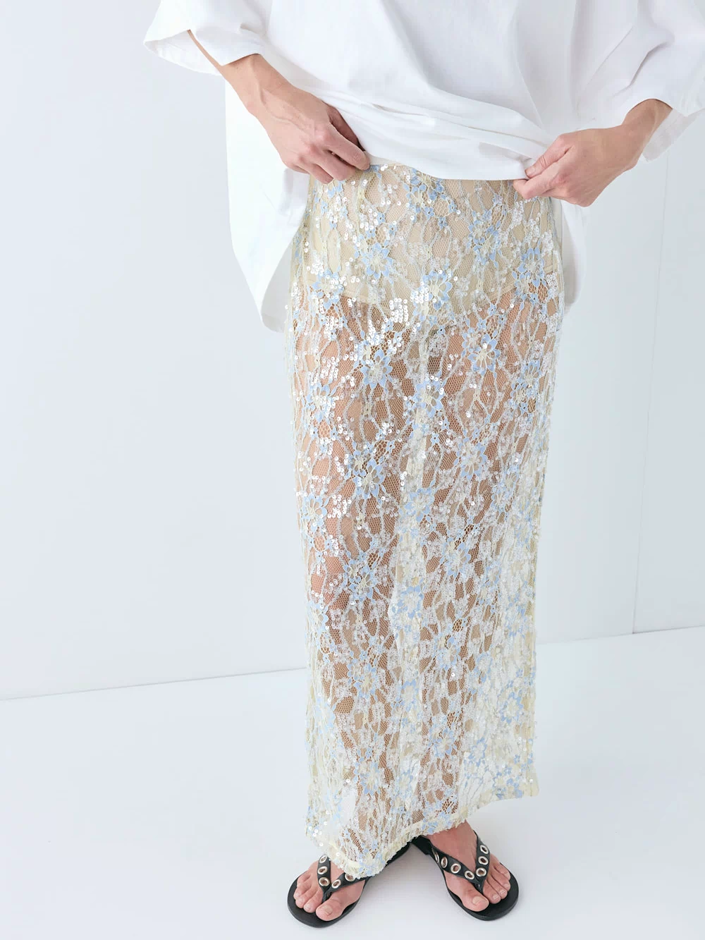 Devyn Sequin Midi Skirt Lace