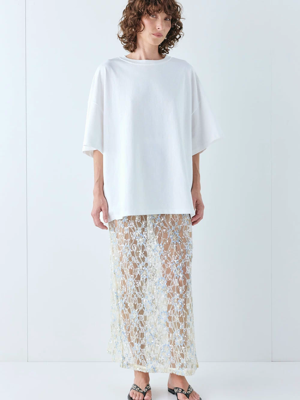 Devyn Sequin Midi Skirt Lace