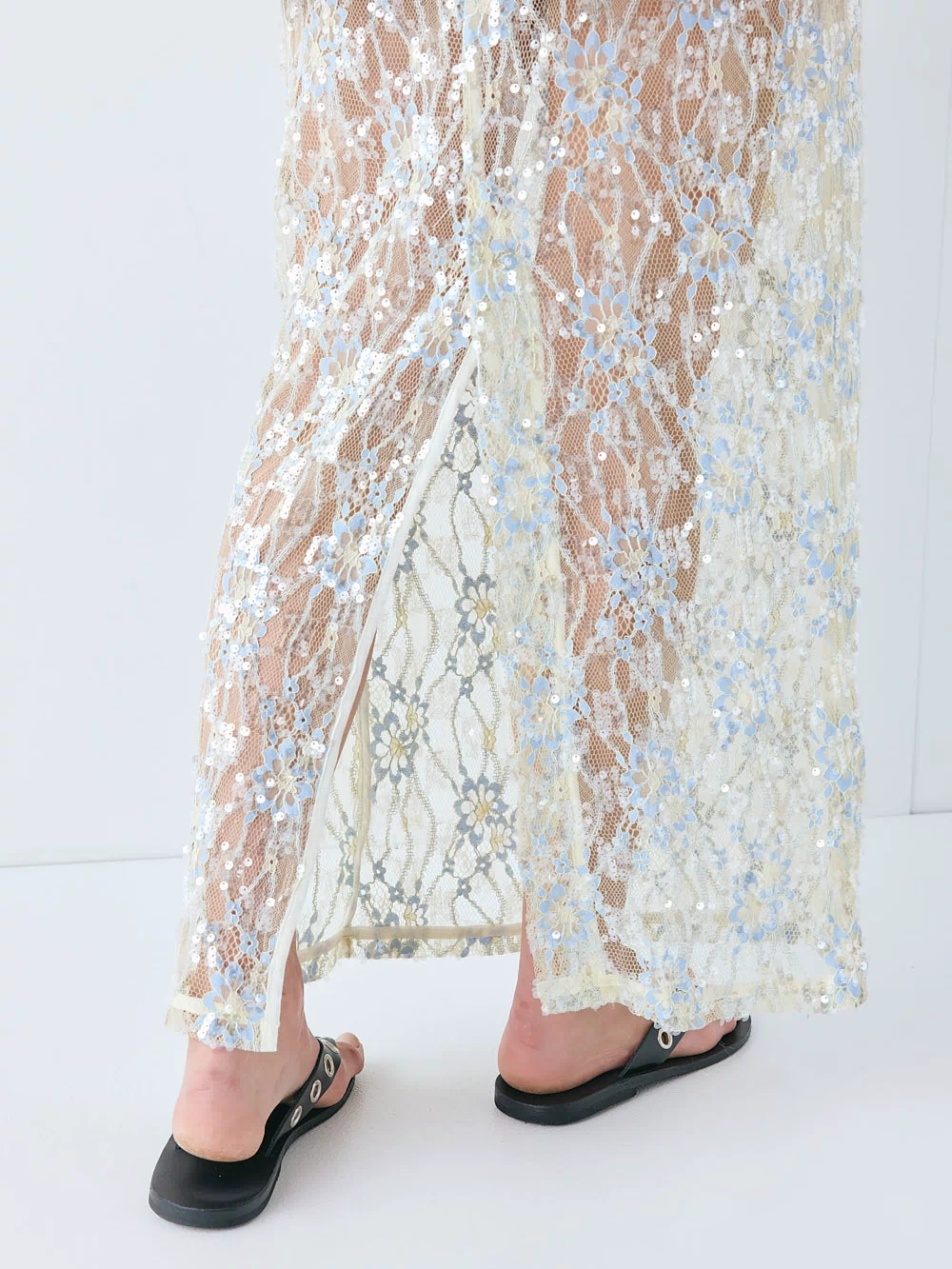 Devyn Sequin Midi Skirt Lace