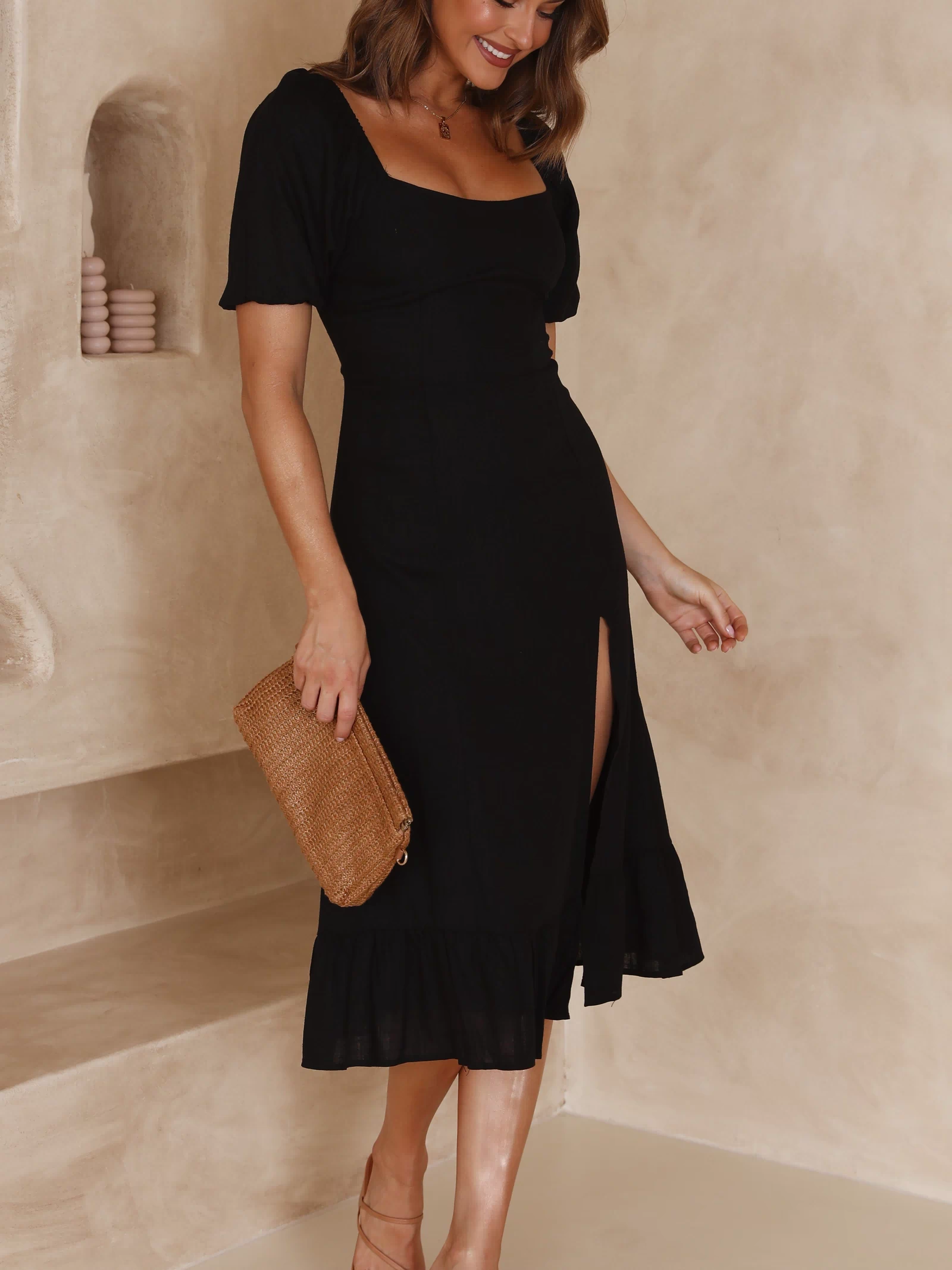 Dixie Midi Dress - Black - Billy J