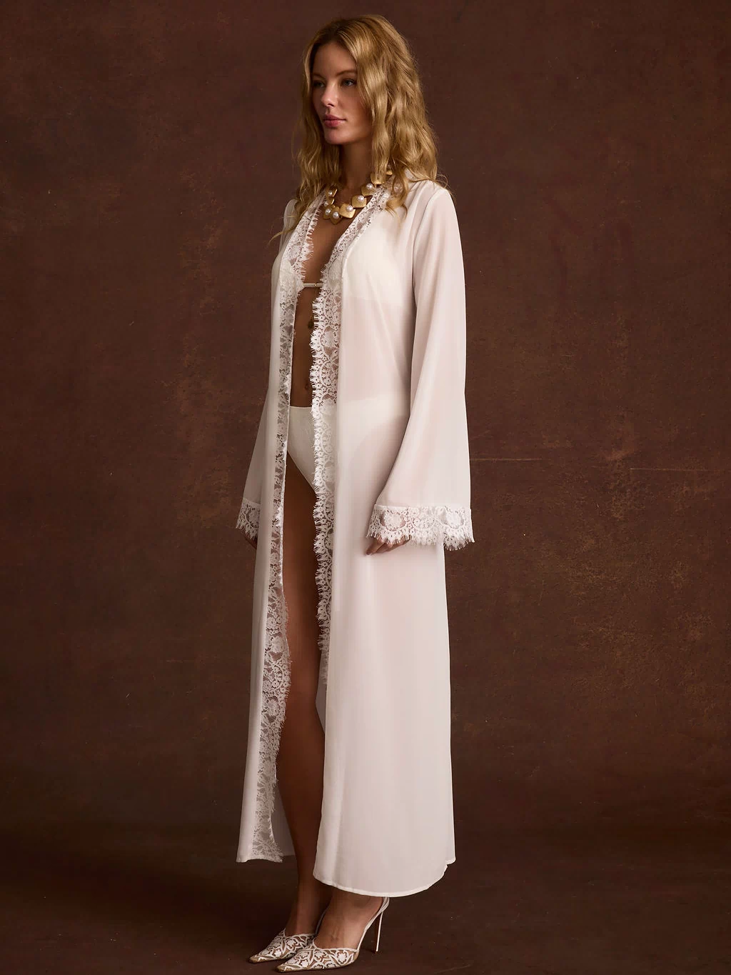 Dove White Bridal Robe paired with complementary accessories for a polished look.