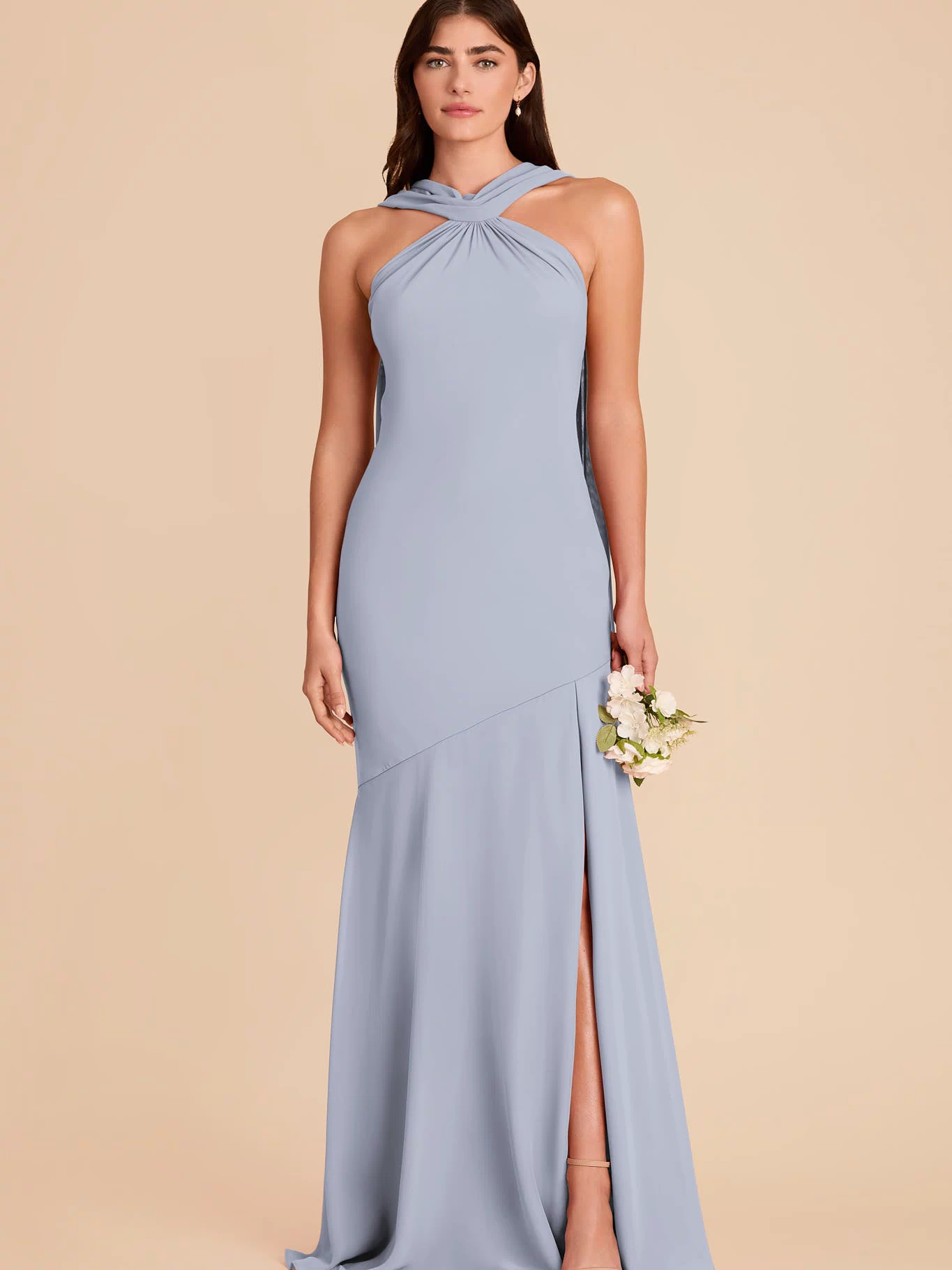 Eileen Chiffon Dress - Dusty Blue