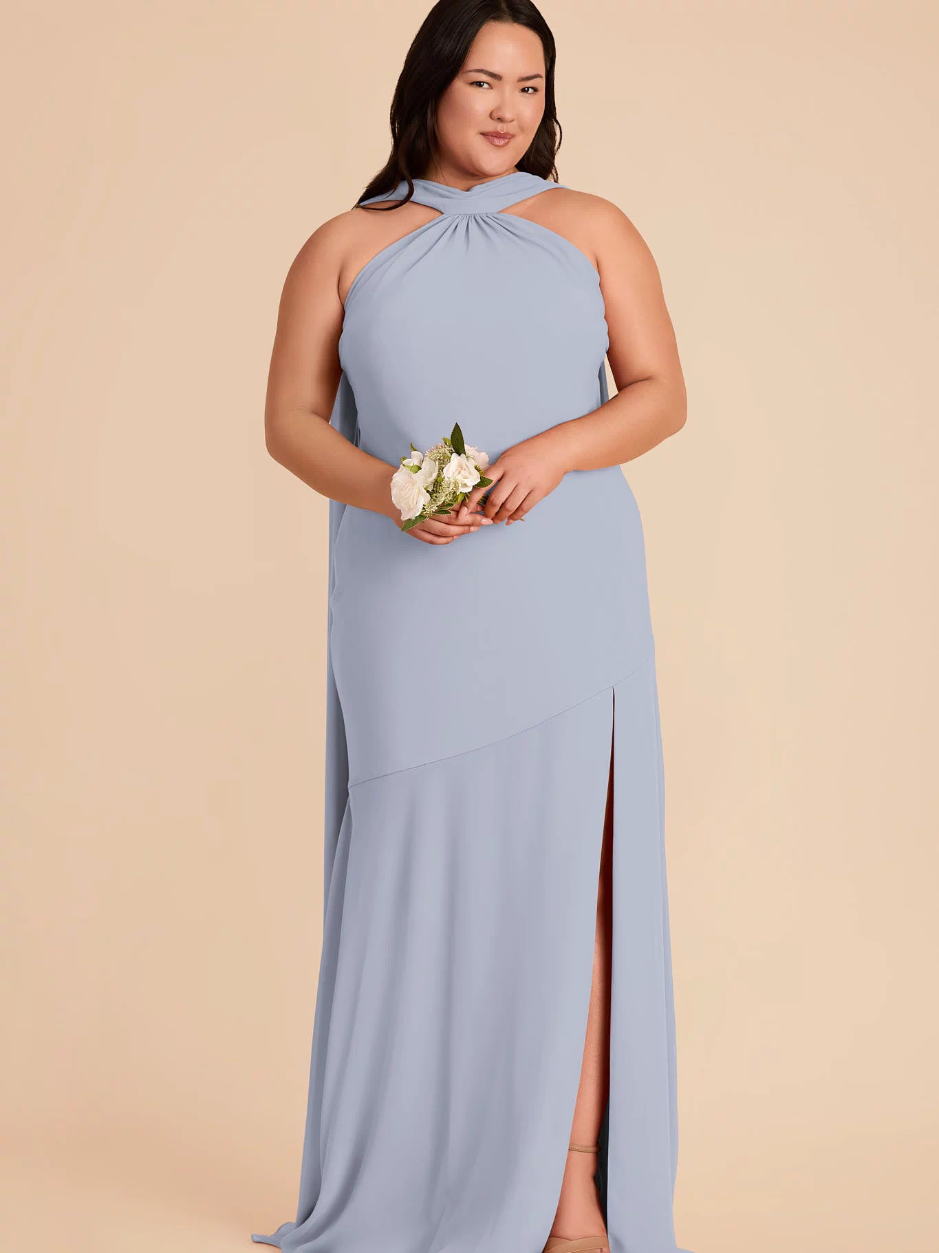 Dusty Blue Eileen Chiffon Dress by Birdy Grey