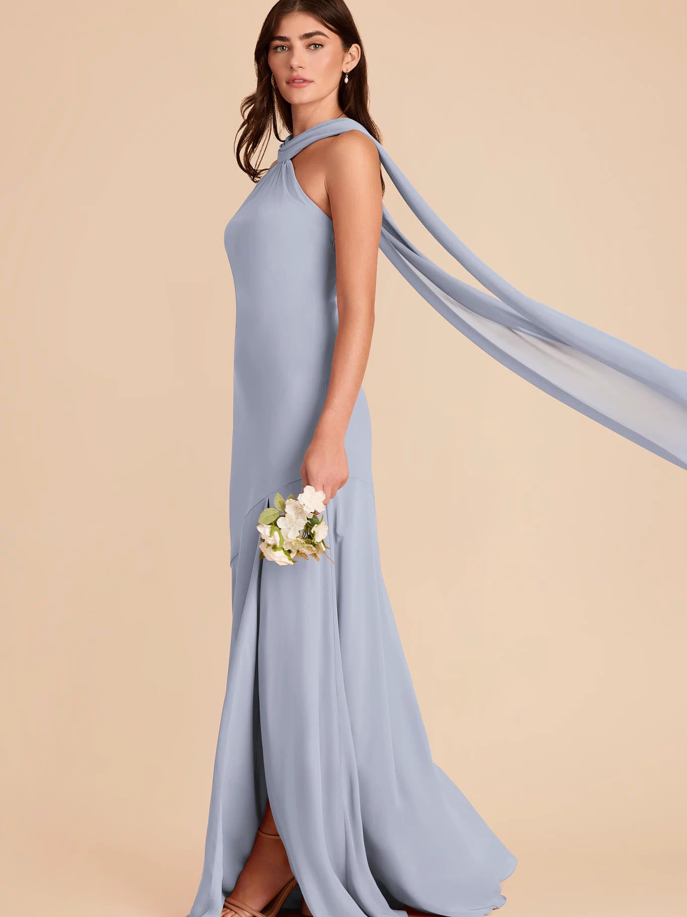 Dusty Blue Eileen Chiffon Dress by Birdy Grey