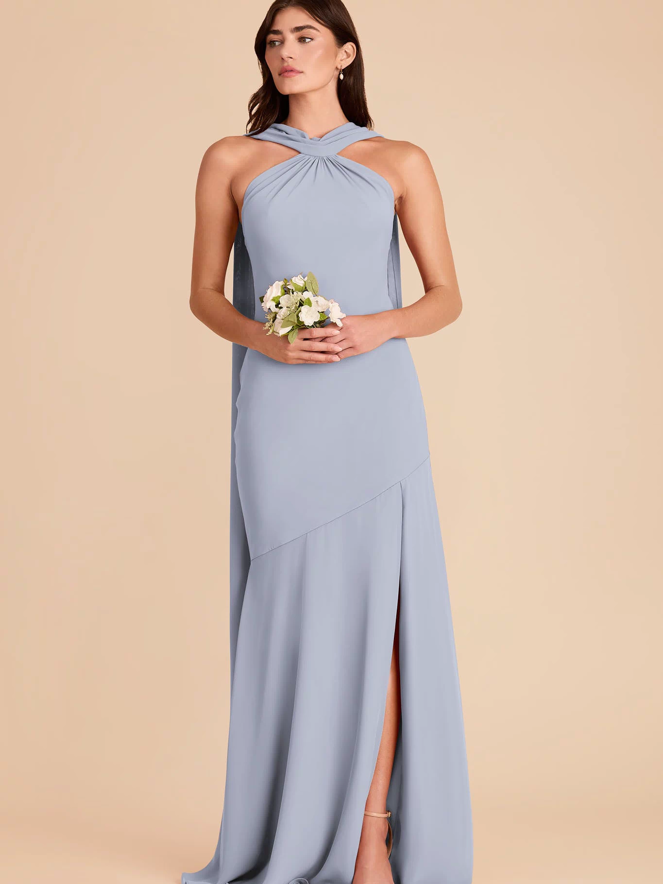 Dusty Blue Eileen Chiffon Dress by Birdy Grey