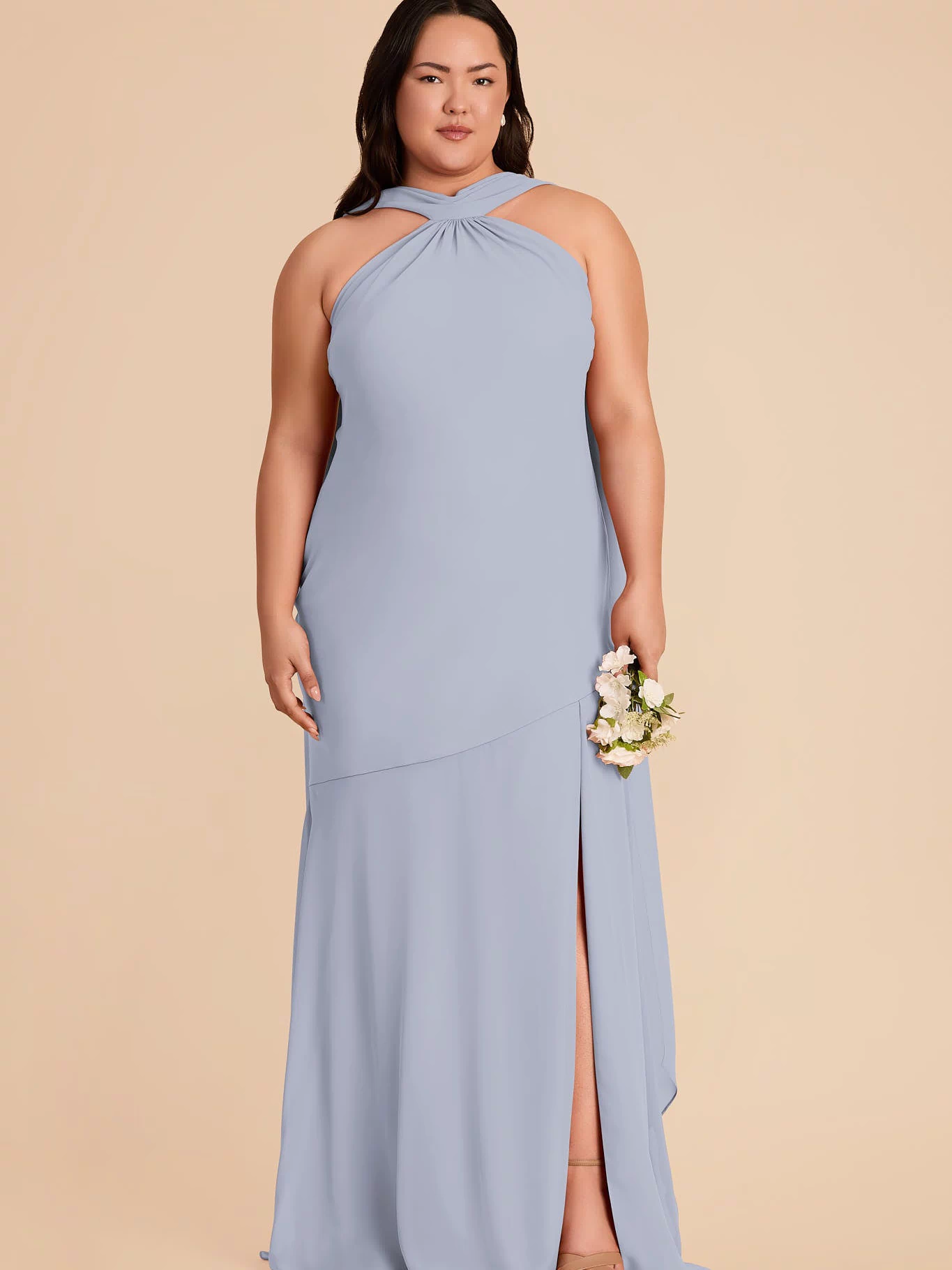 Dusty Blue Eileen Chiffon Dress by Birdy Grey