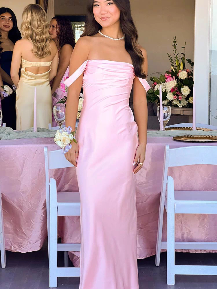 Ella Light Pink Off Shoulder Maxi Dress