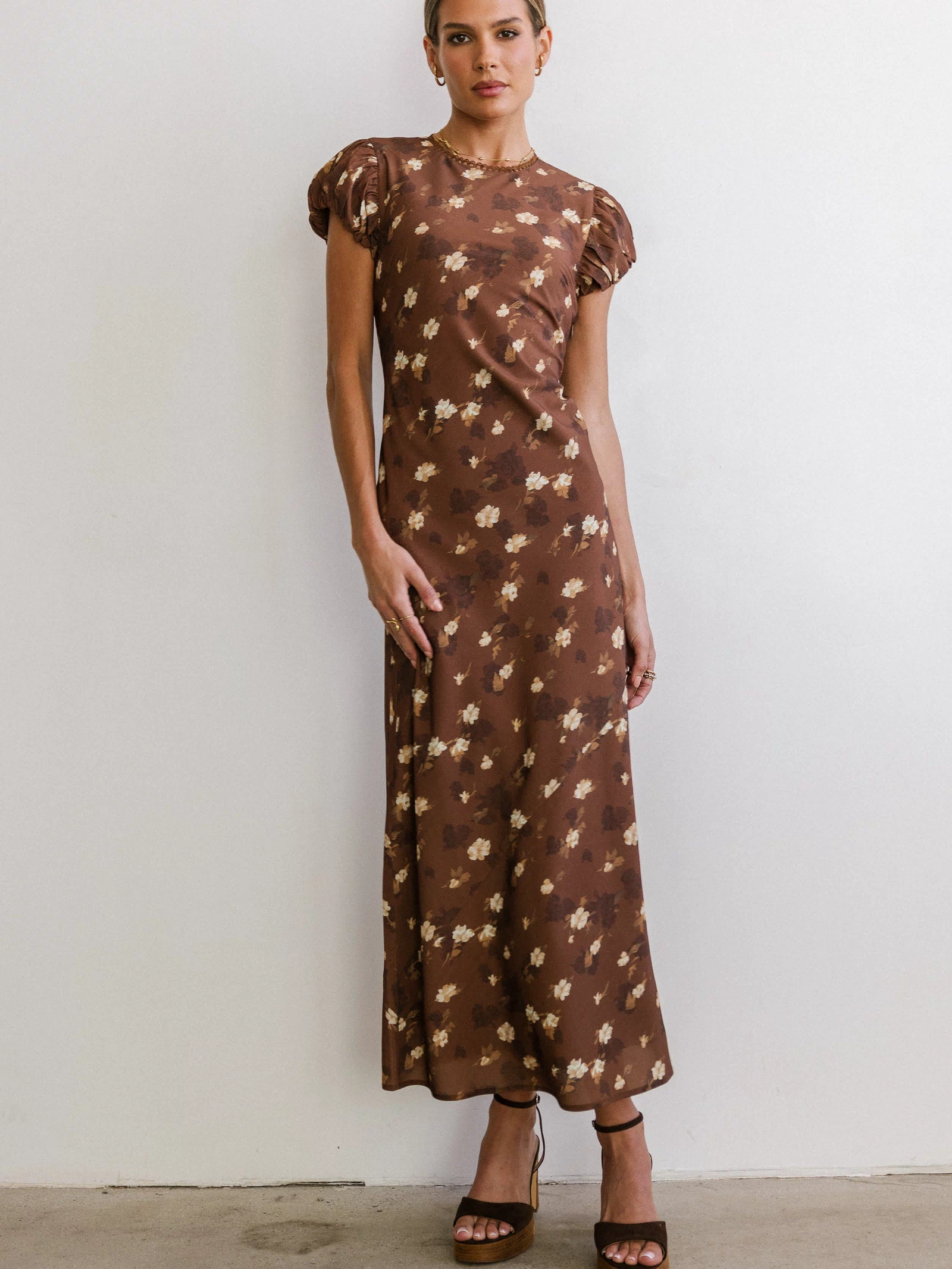Ellianna Floral Maxi Dress in Brown