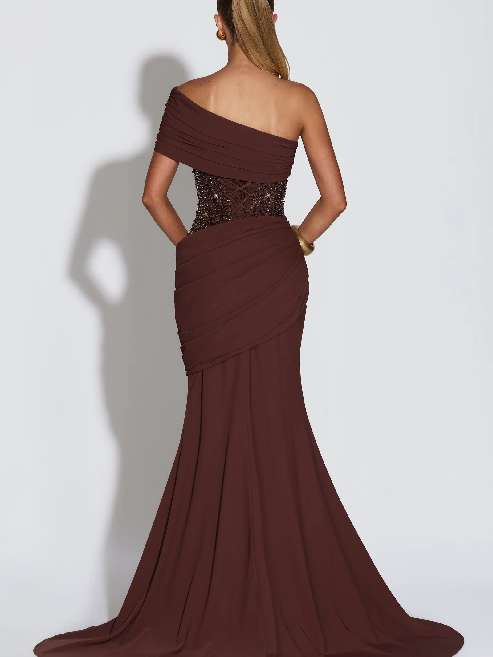 Ellora Gown - Plum Brown Dress Babyboo Fashion Premium Exclusive Design