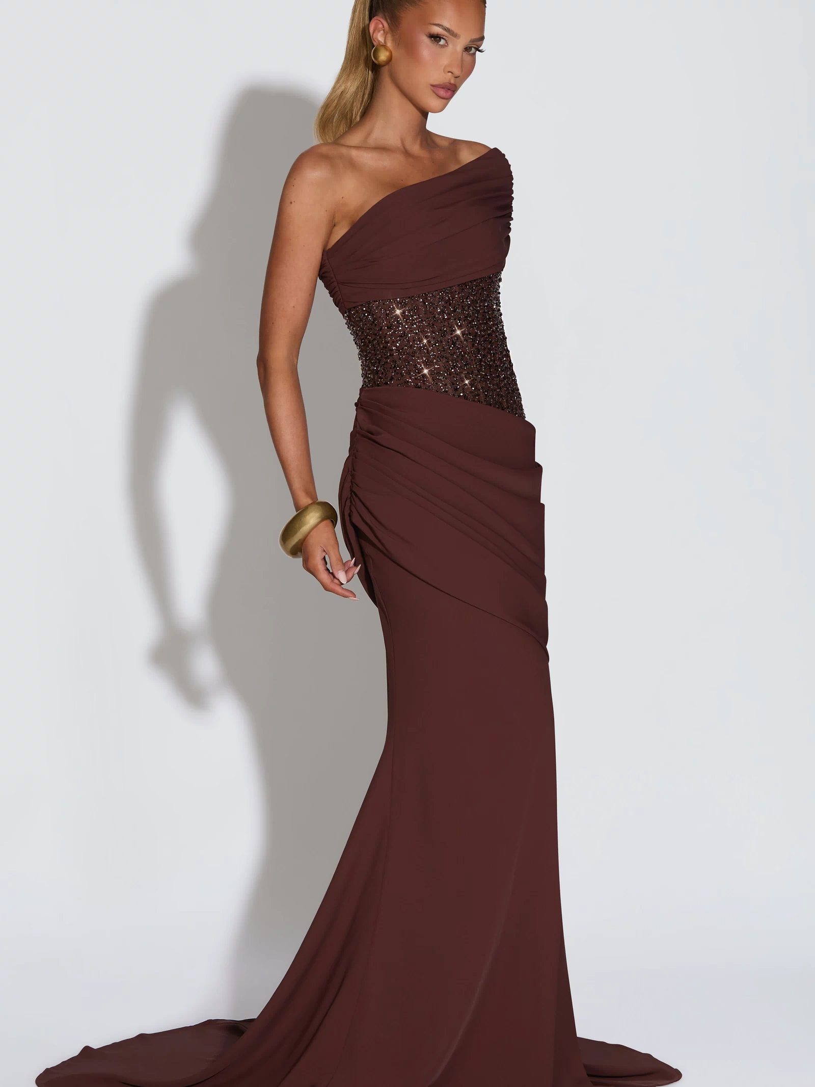Ellora Gown - Plum Brown Dress Babyboo Fashion Premium Exclusive Design