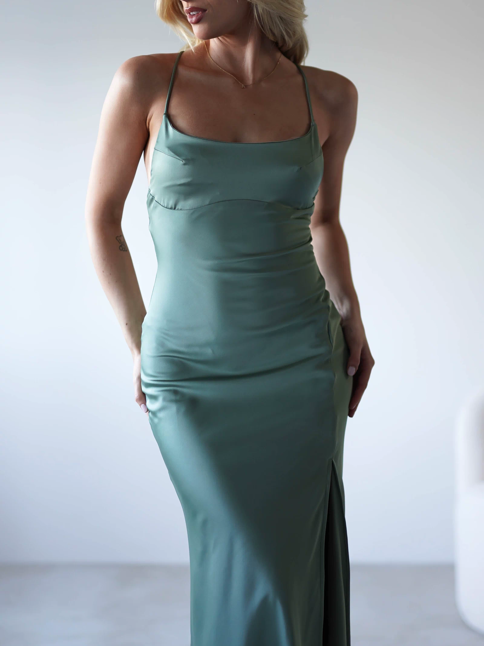 Elsa Matte Satin Maxi Gown | Olive-Oh Hello Clothing