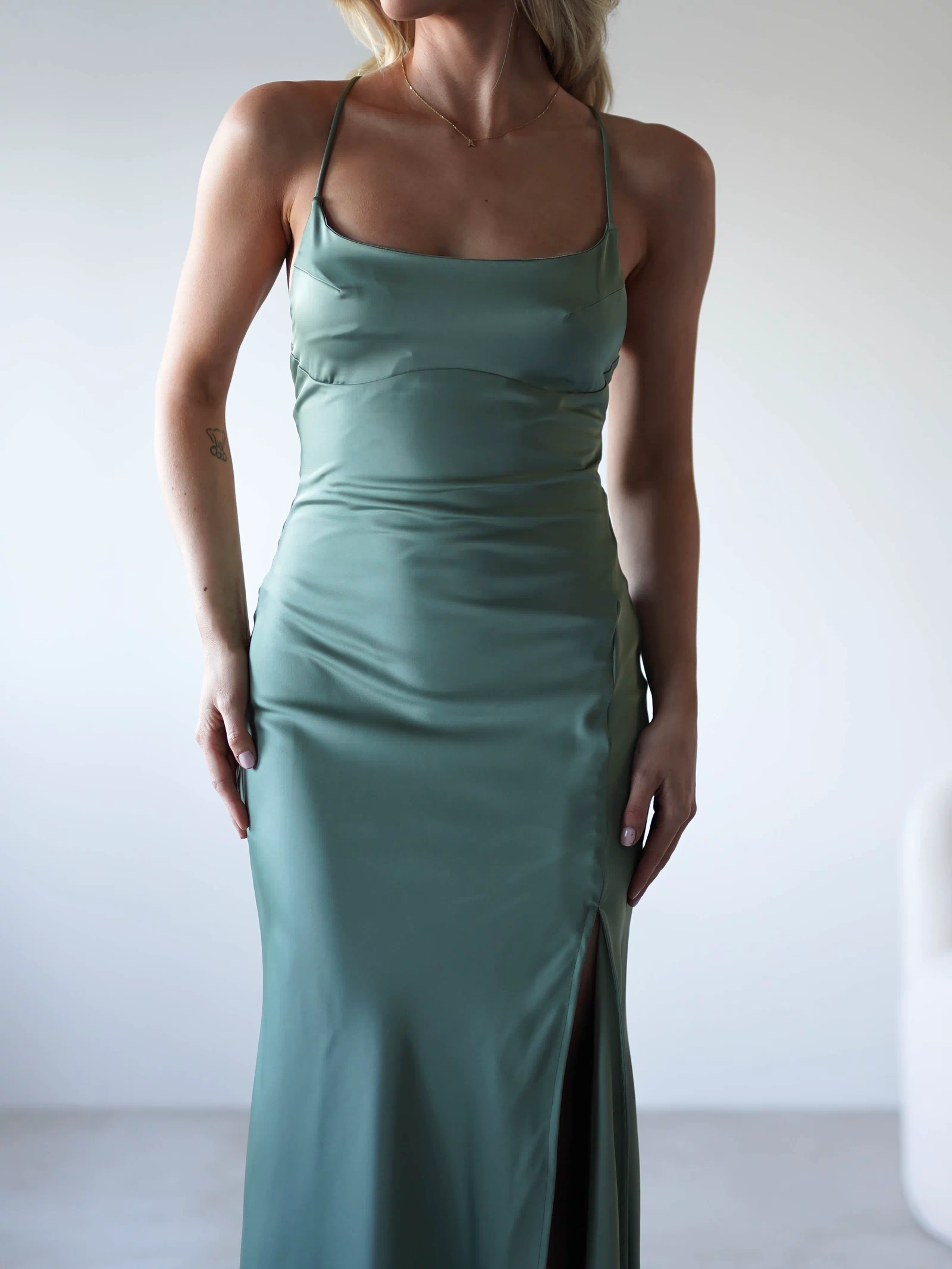 Elsa Matte Satin Maxi Gown | Olive-Oh Hello Clothing