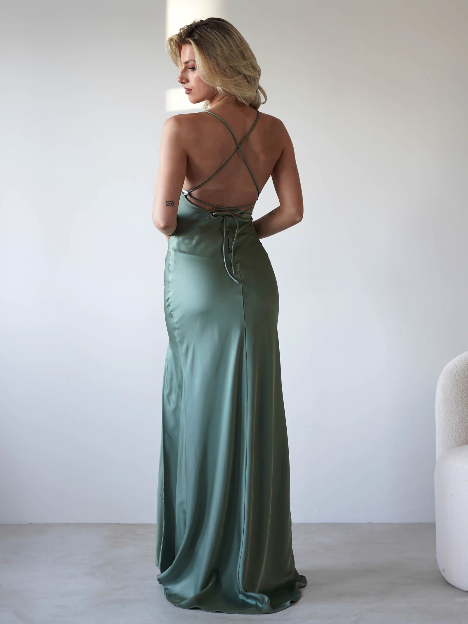 Elsa Matte Satin Maxi Gown | Olive-Oh Hello Clothing