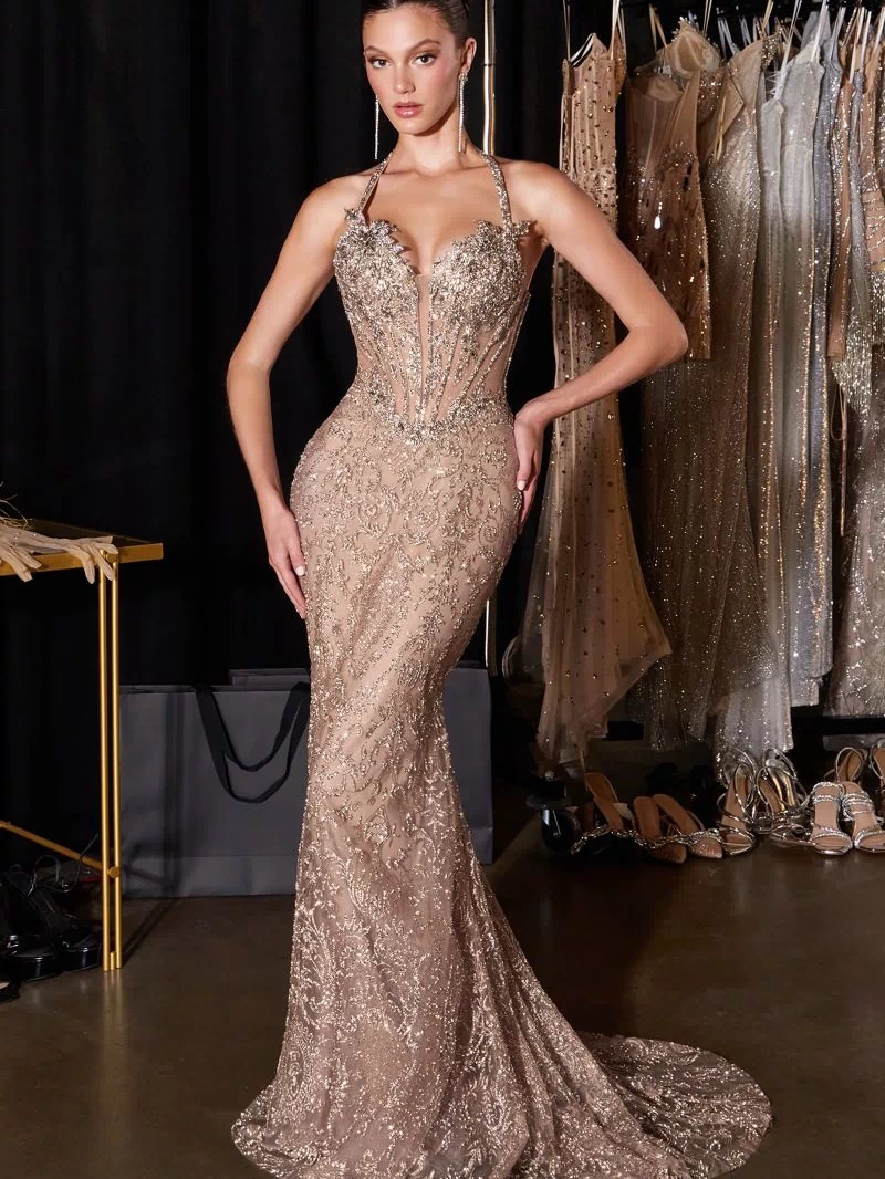 Elsie Gown - Halter Mermaid Evening Dress