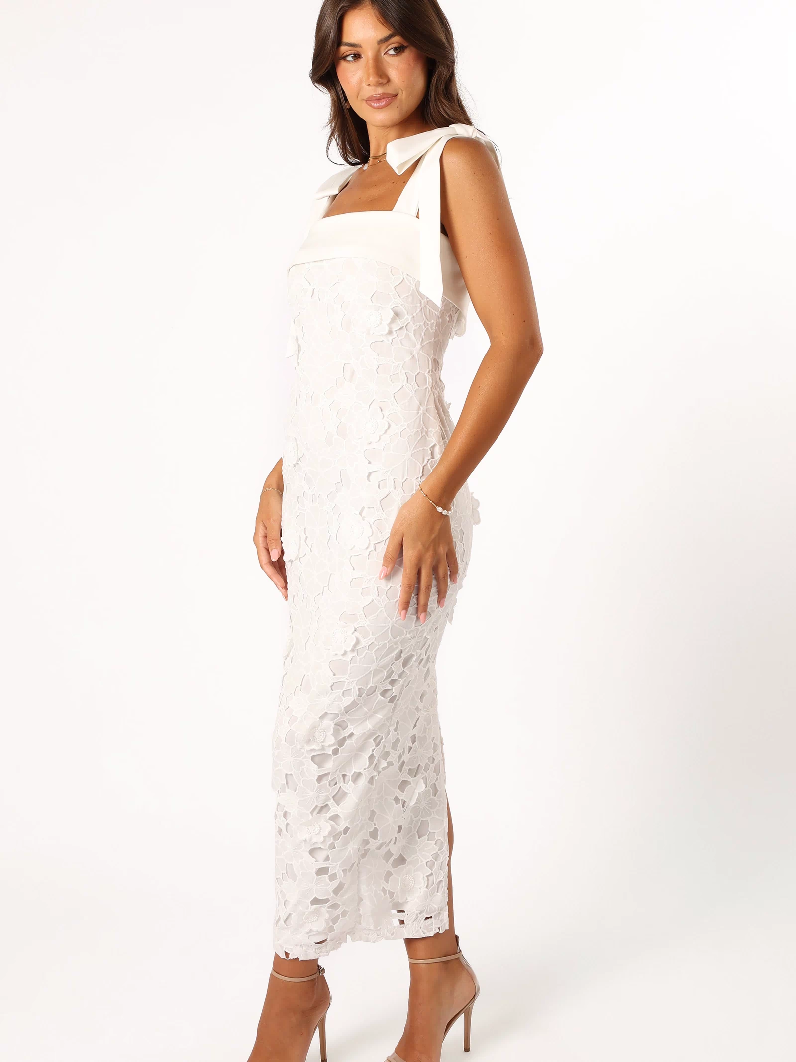 Petal and Pup USA DRESSES Emersyn Midi Lace Dress - White