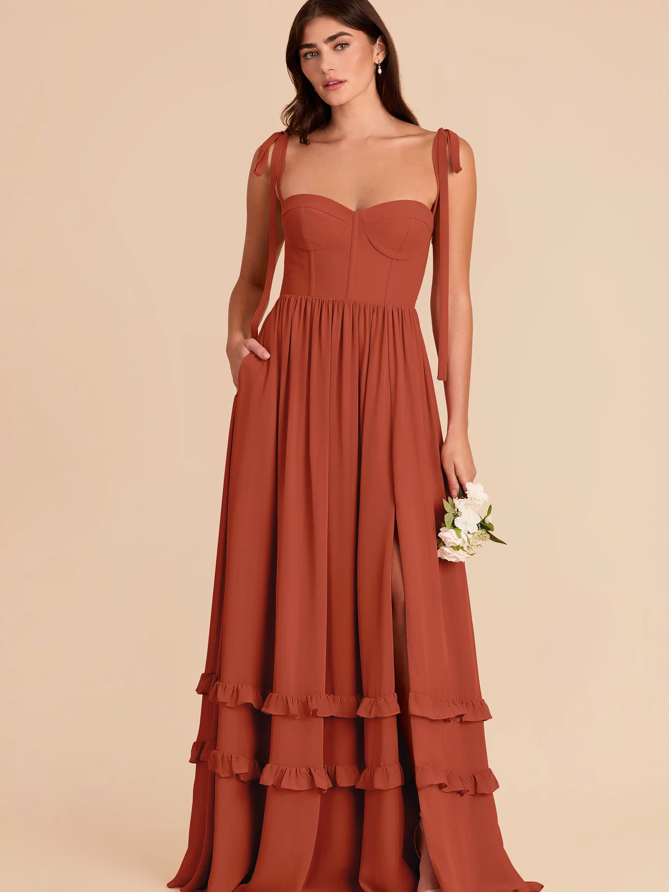 Evelyn Chiffon Dress - Auburn