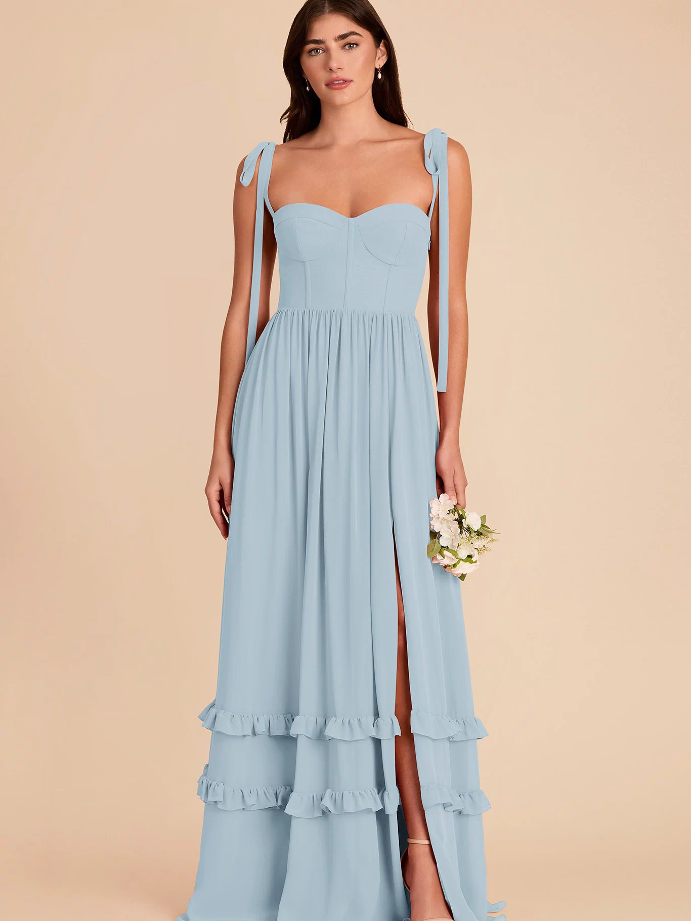 Evelyn Chiffon Dress - Sky Blue