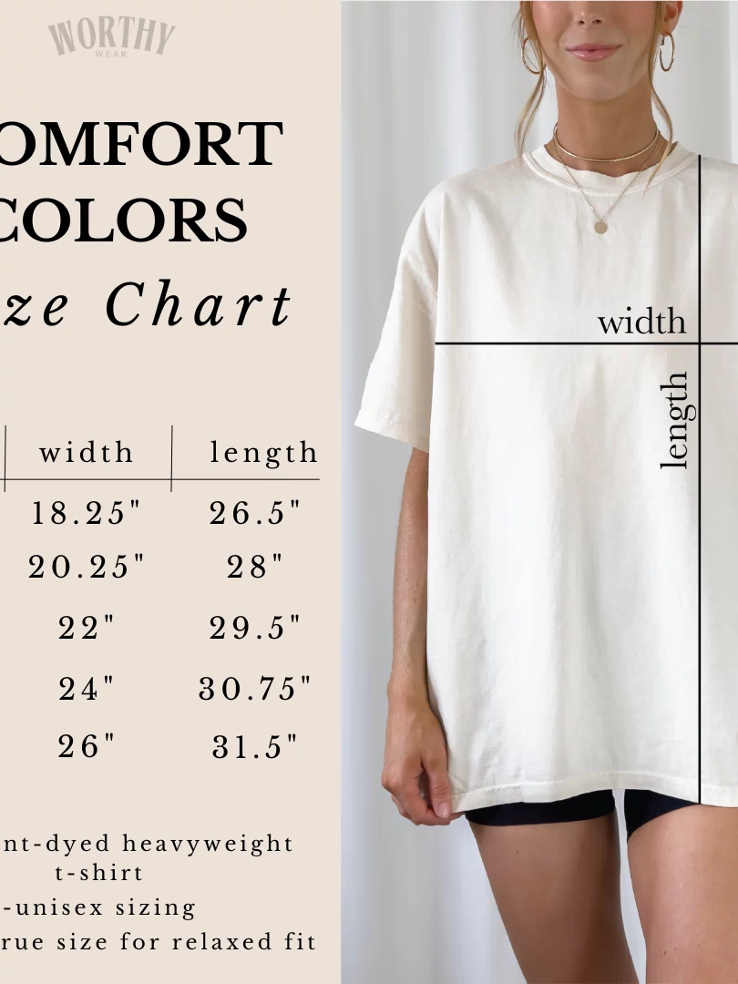 worthy wear tee size chart