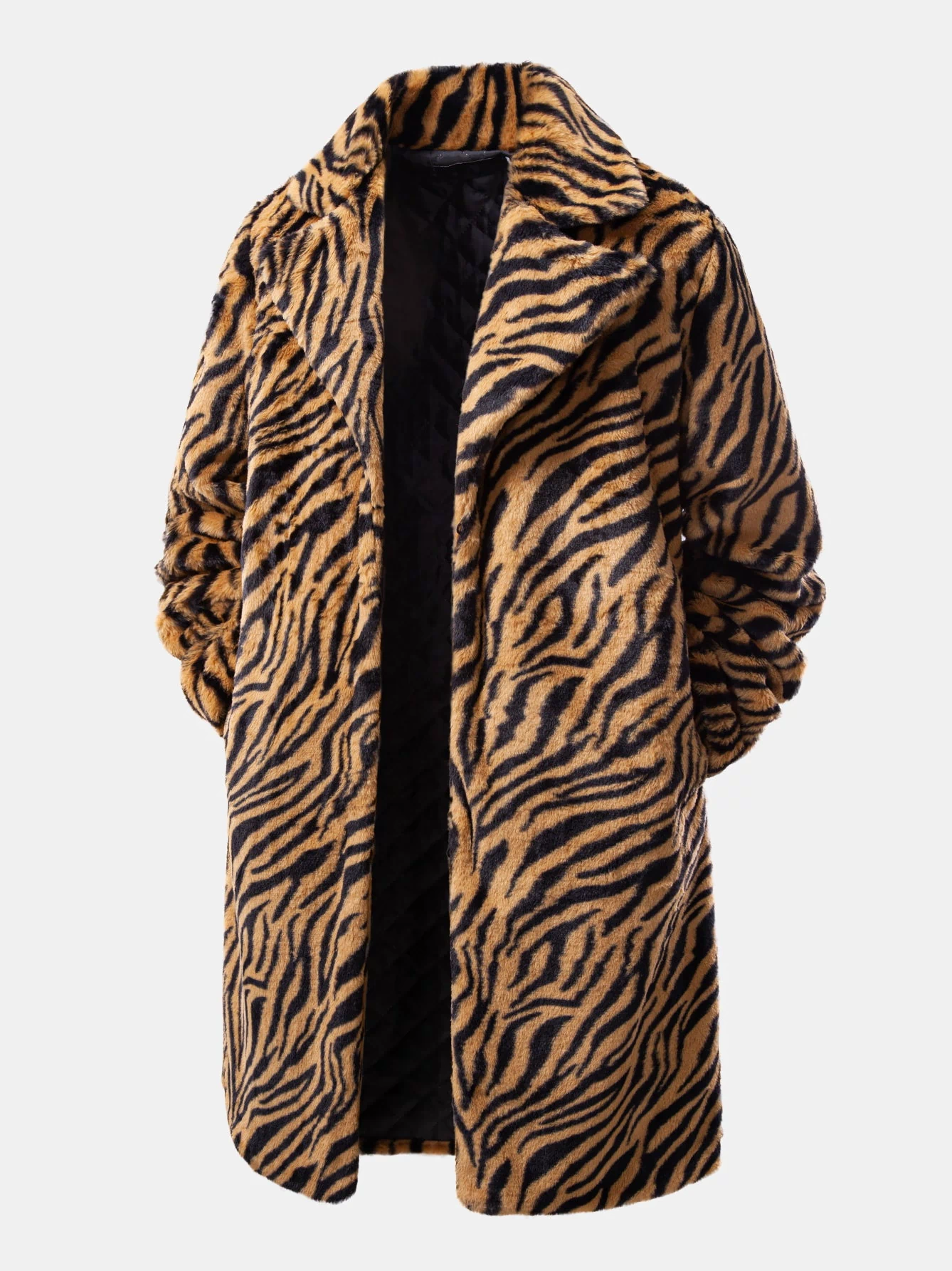 Faux Fur Animal Print Overcoat