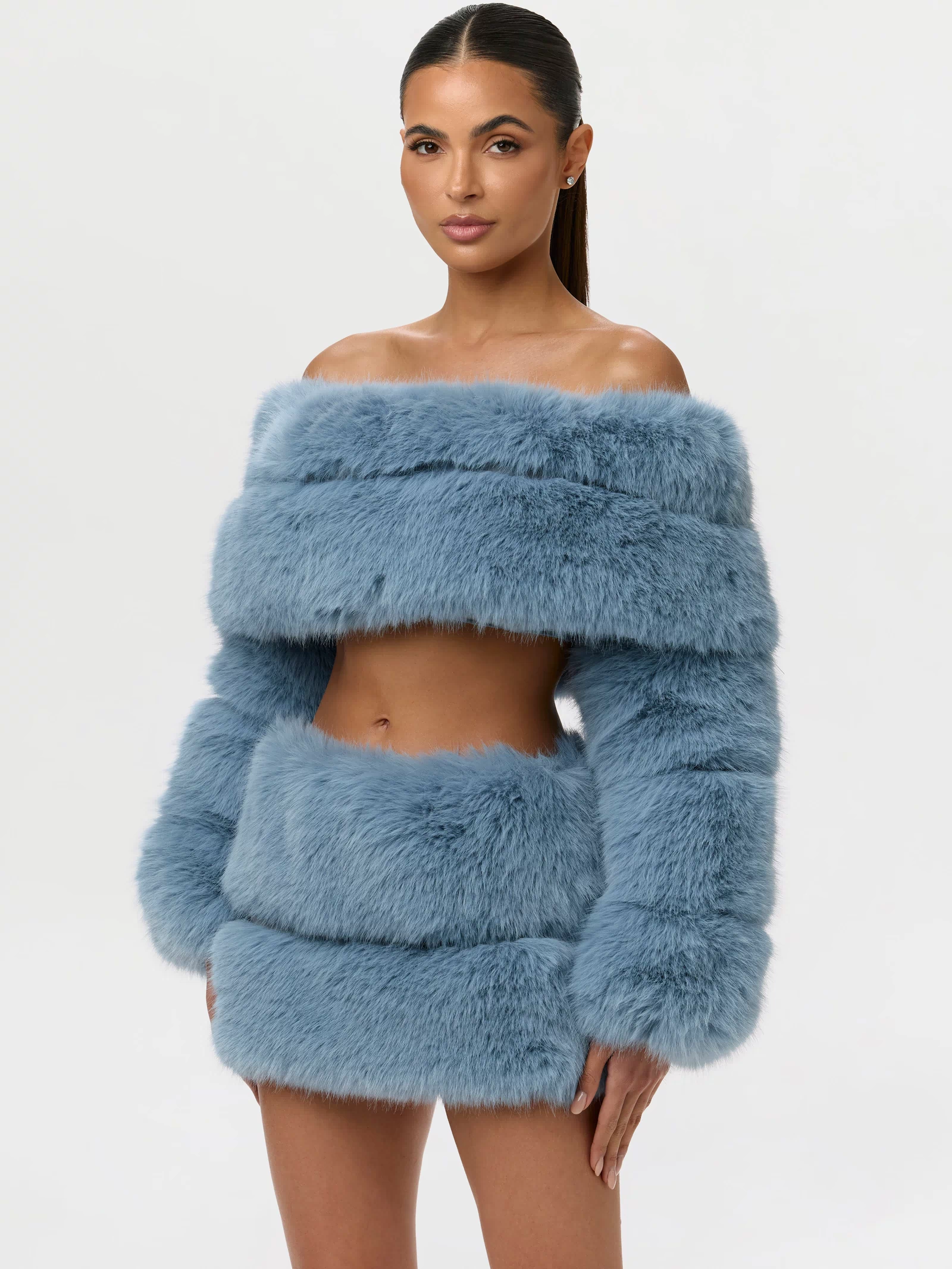 Faux Fur Off-Shoulder Pelted Top