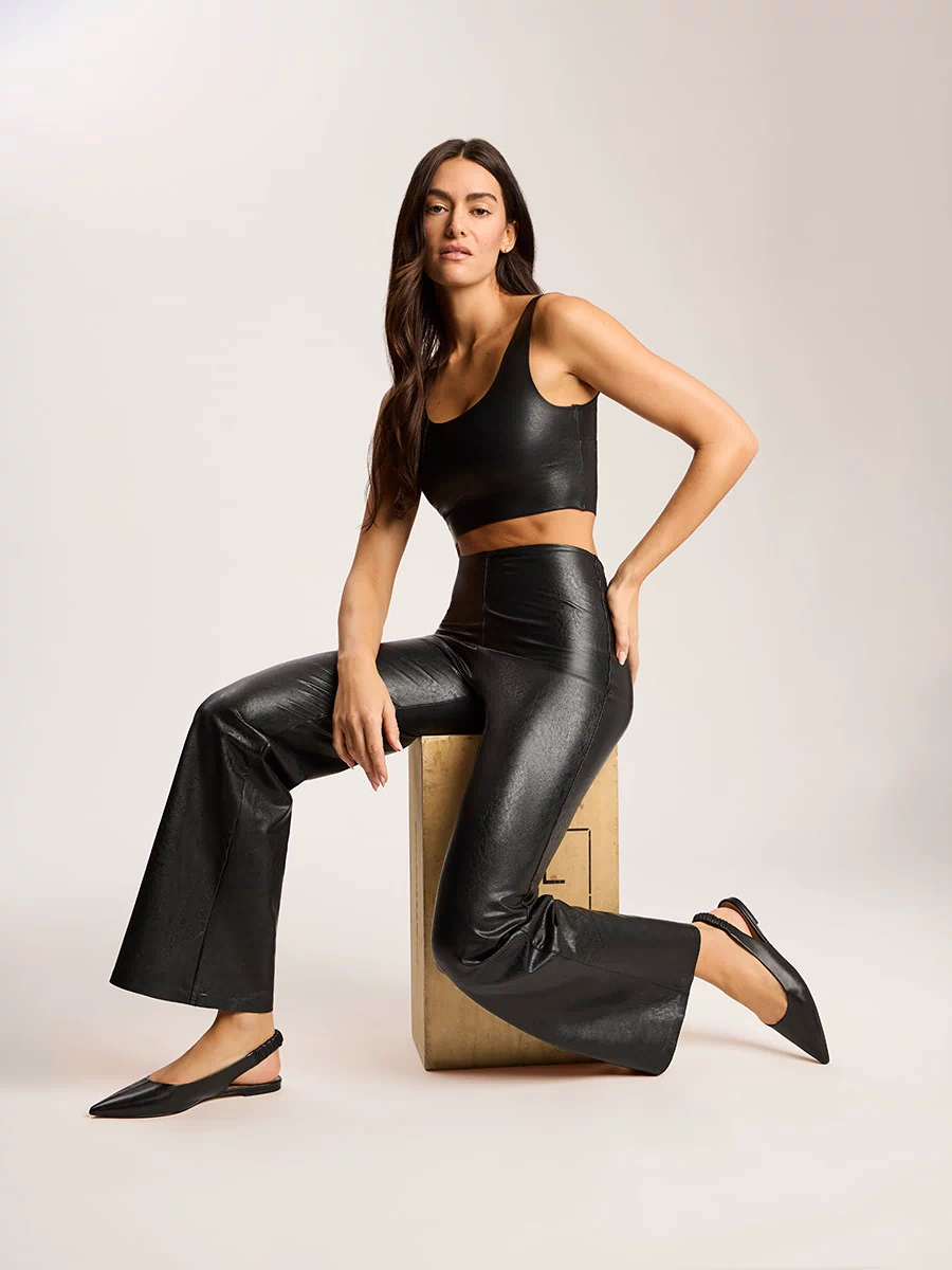 Faux Leather Squareneck Crop Top