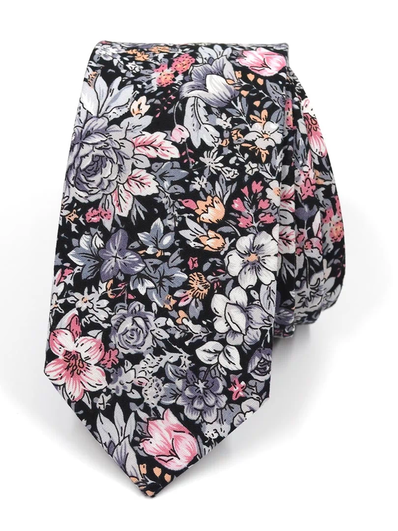 Floral Black Tie