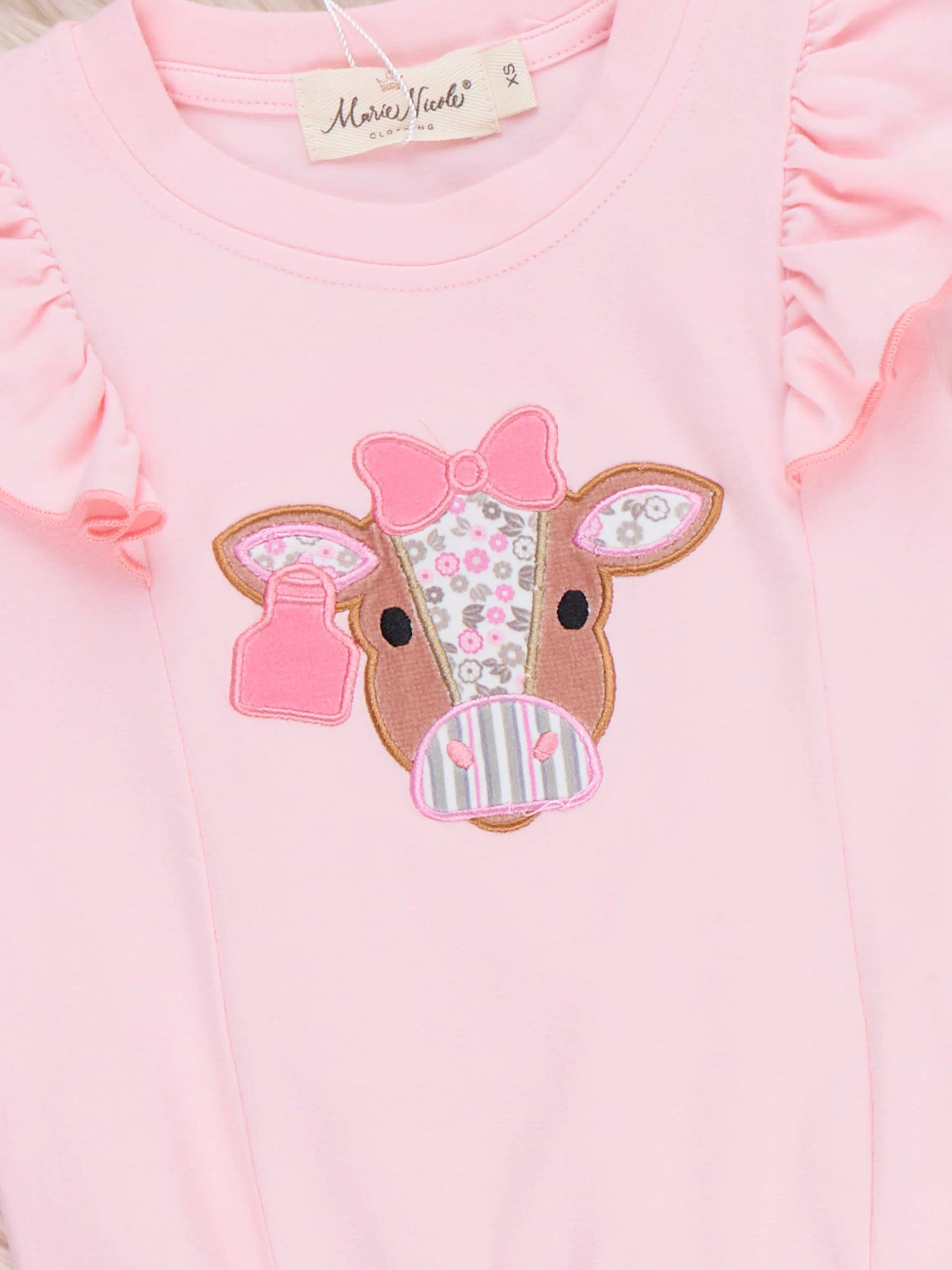 Floral Cow Cutie Ruffle Bell Bottom Outfit - Marie Nicole Clothing