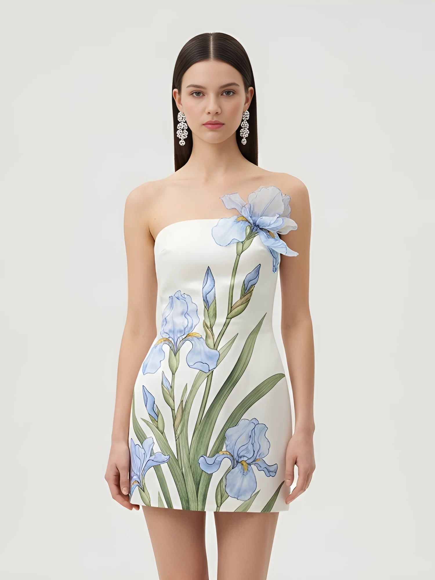 Floral Printed Mini Dress - White