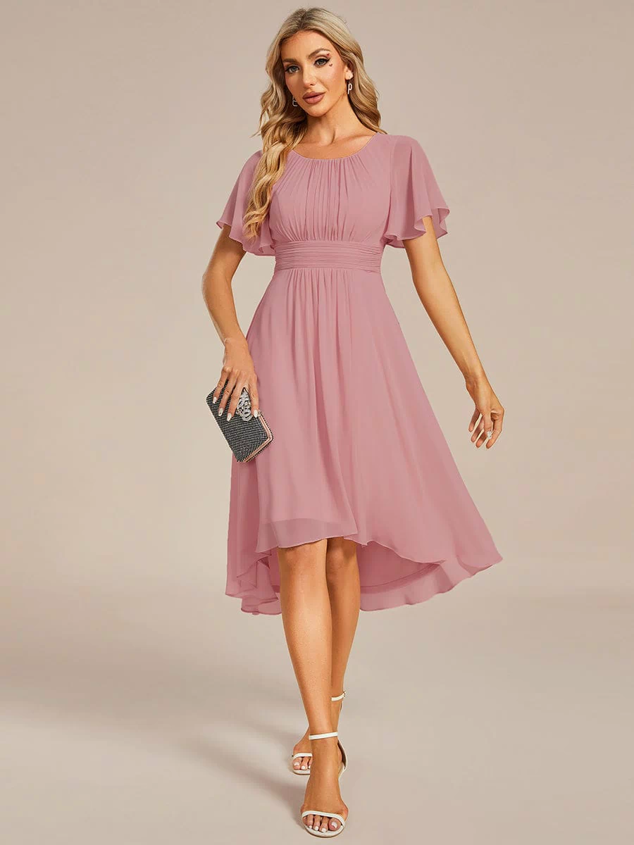 ever EDEN|Flowy Chiffon Round Neckline A-Line Knee Length Bridesmaid Dress