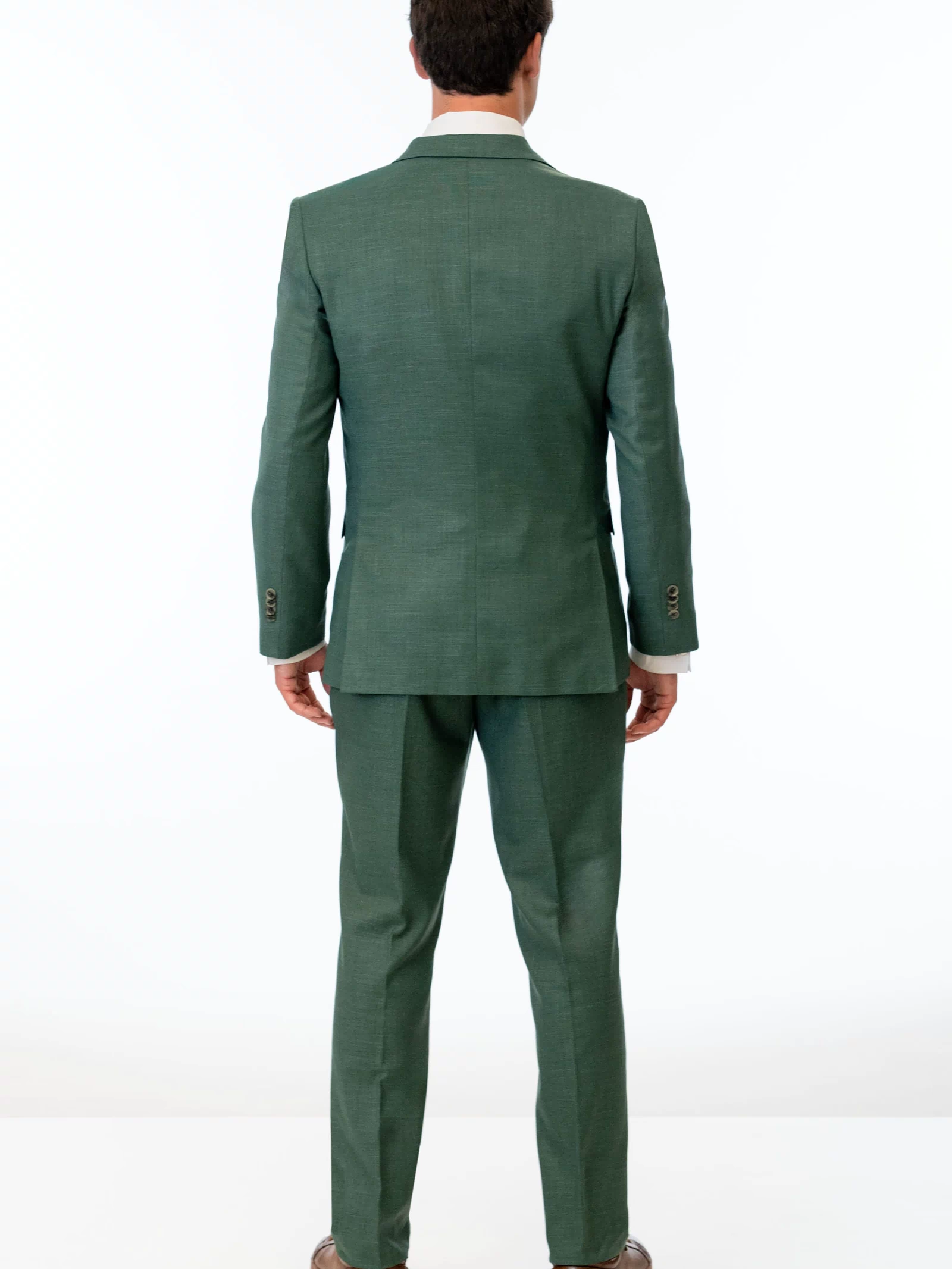 back view of man wearing Forest Green Stretch Slim Fit Suit 