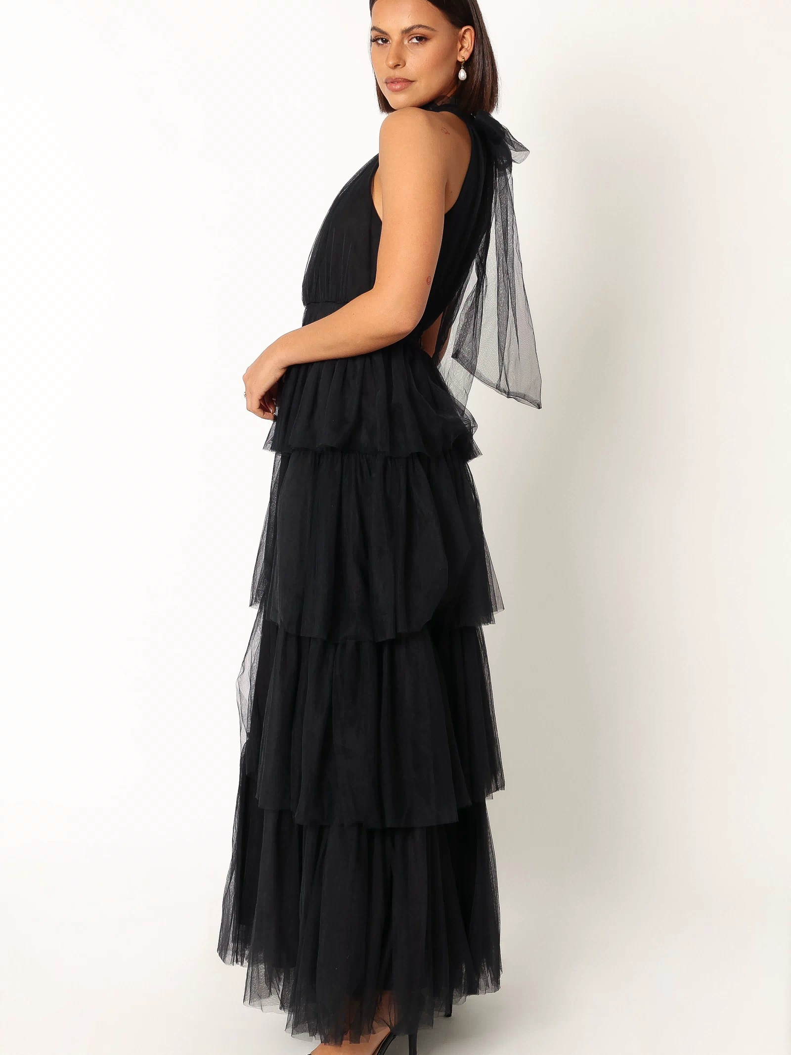 Petal and Pup USA DRESSES Frances Halterneck Maxi Dress - Black