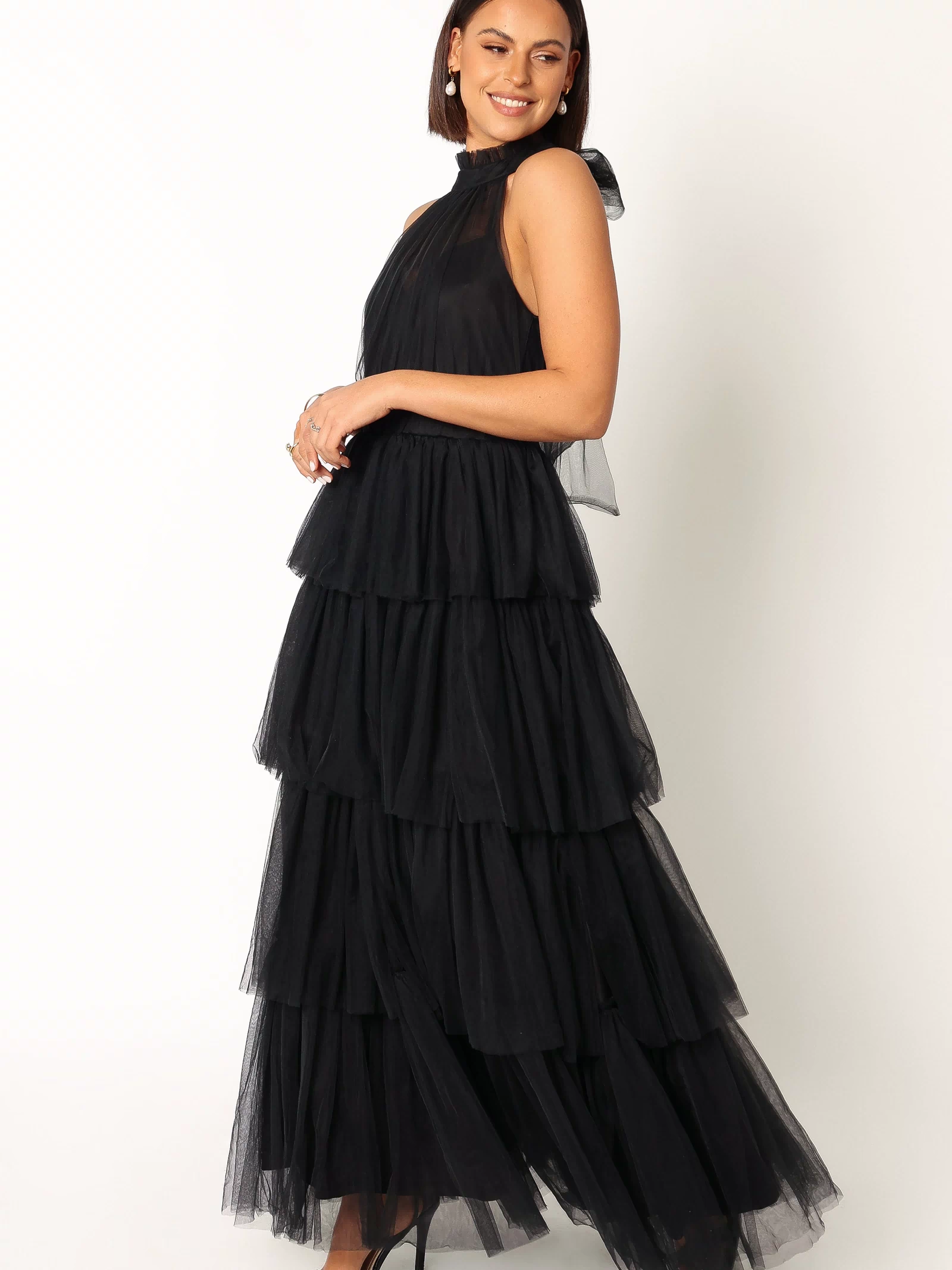 Petal and Pup USA DRESSES Frances Halterneck Maxi Dress - Black