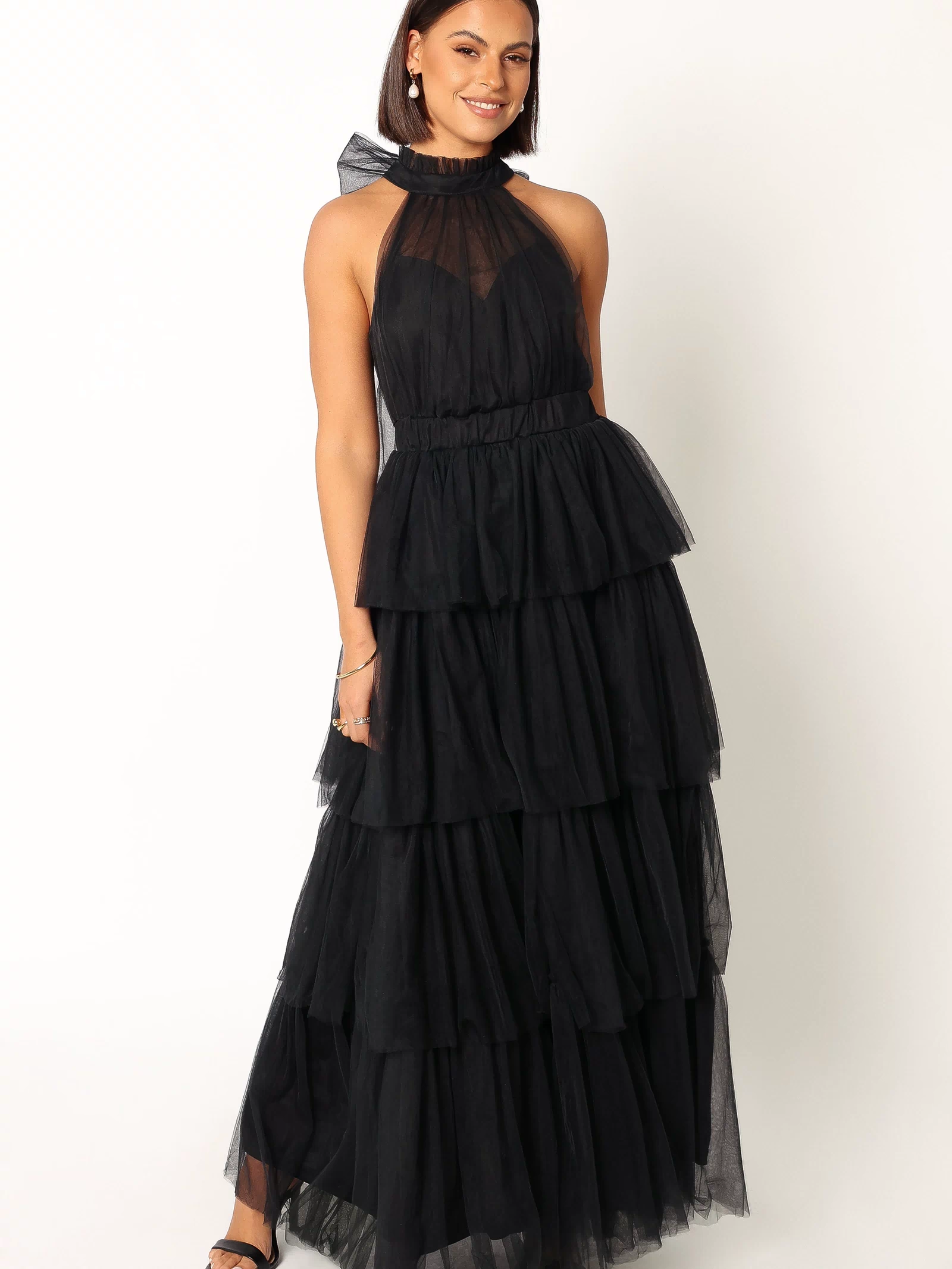Petal and Pup USA DRESSES Frances Halterneck Maxi Dress - Black