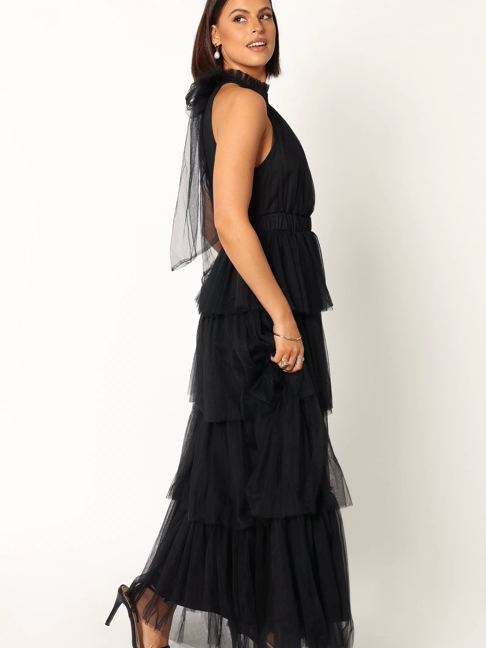 Petal and Pup USA DRESSES Frances Halterneck Maxi Dress - Black