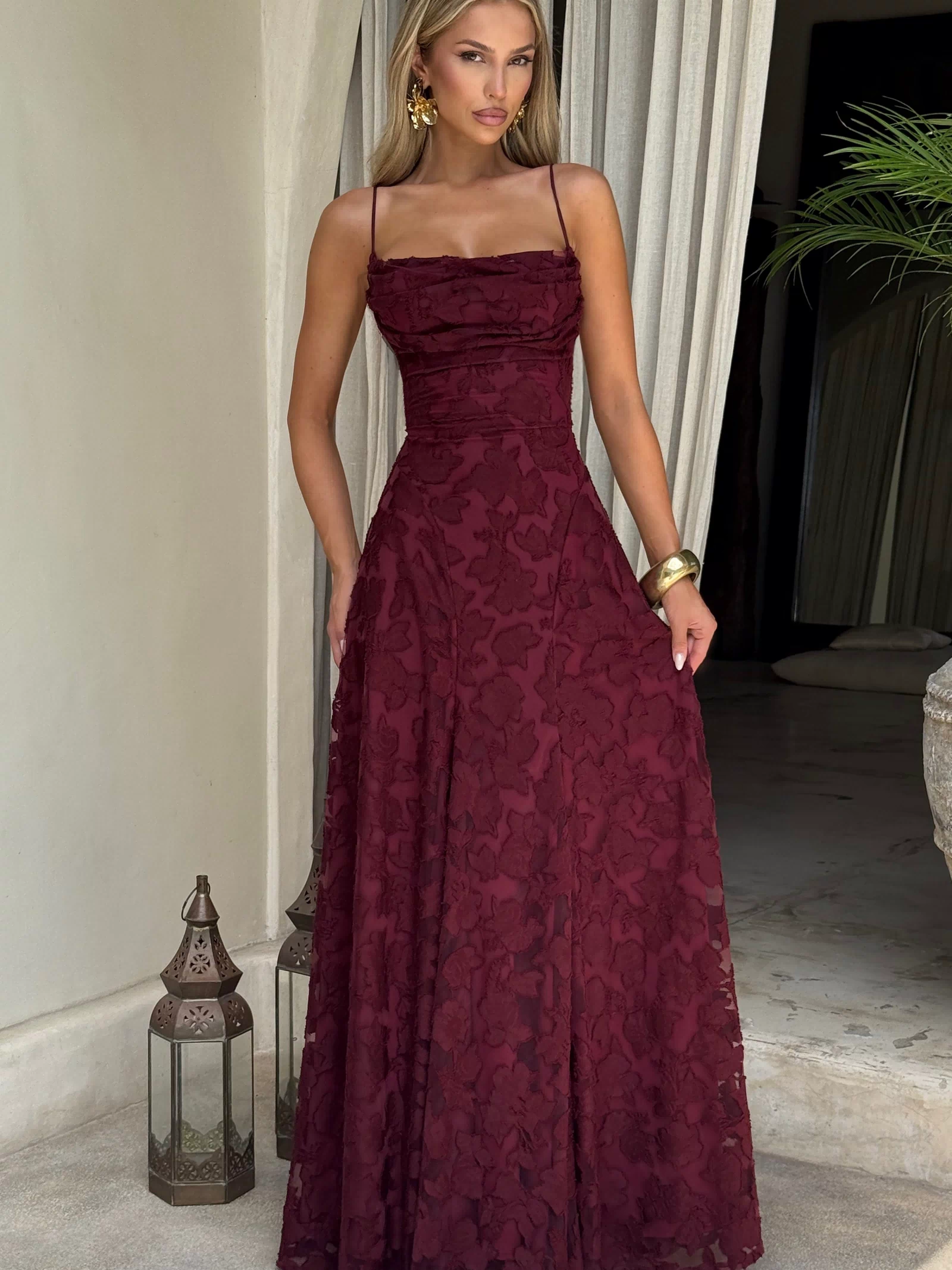 Francis Maxi Dress - Cherry Lacquer