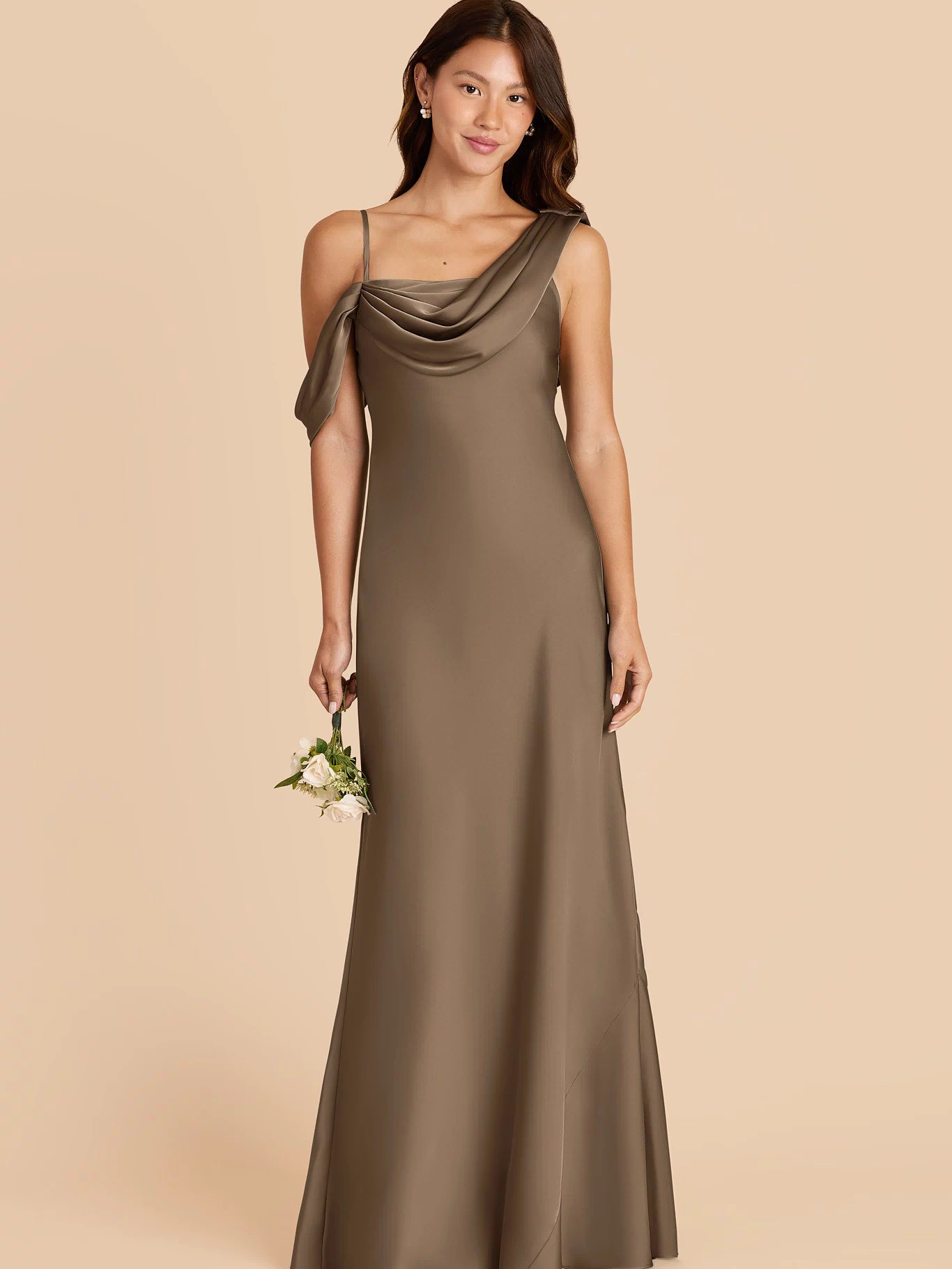 Freya Matte Satin Dress - Mocha