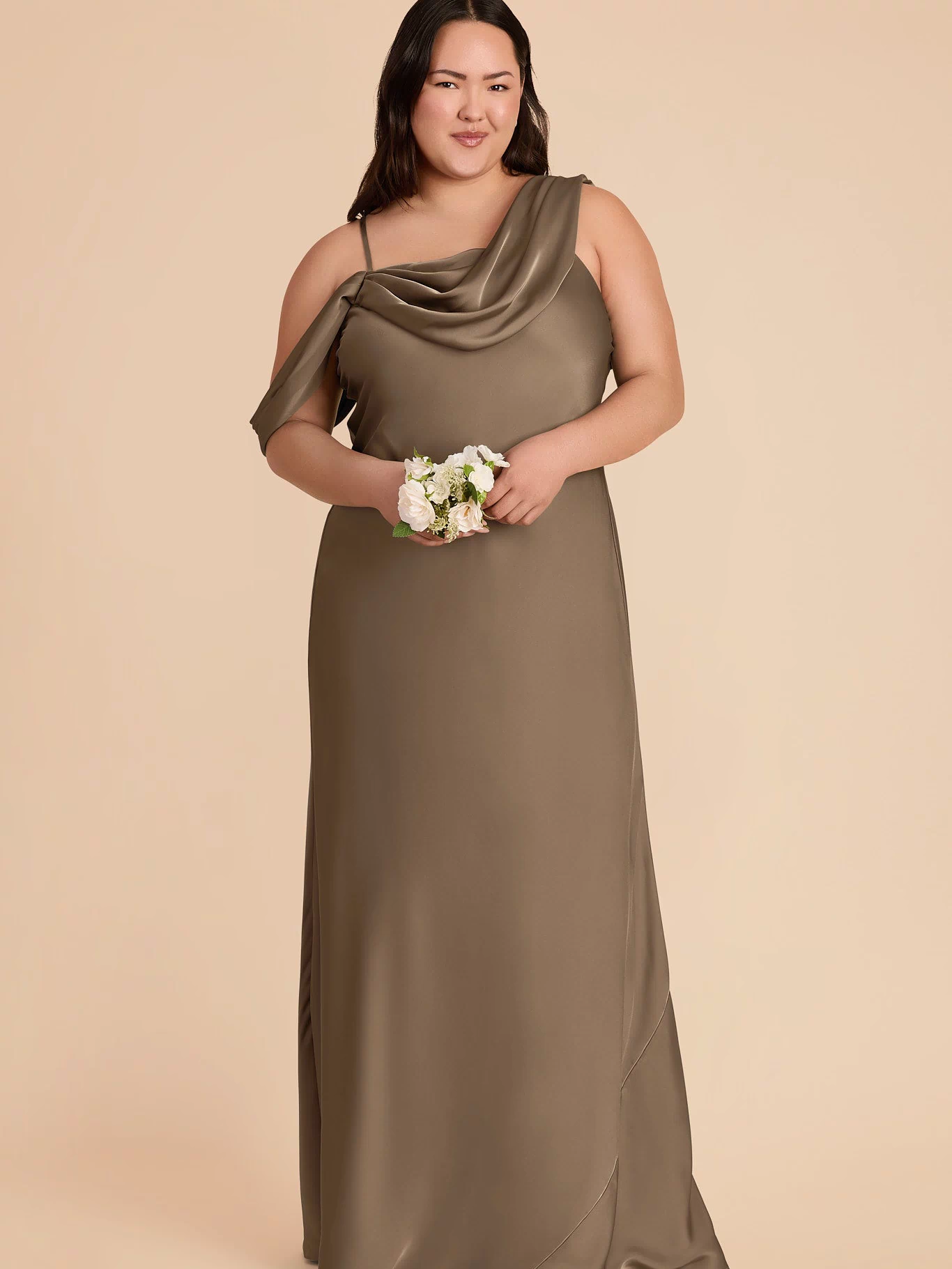 Freya Matte Satin Dress - Mocha 3X / MOCHA / Rush Production