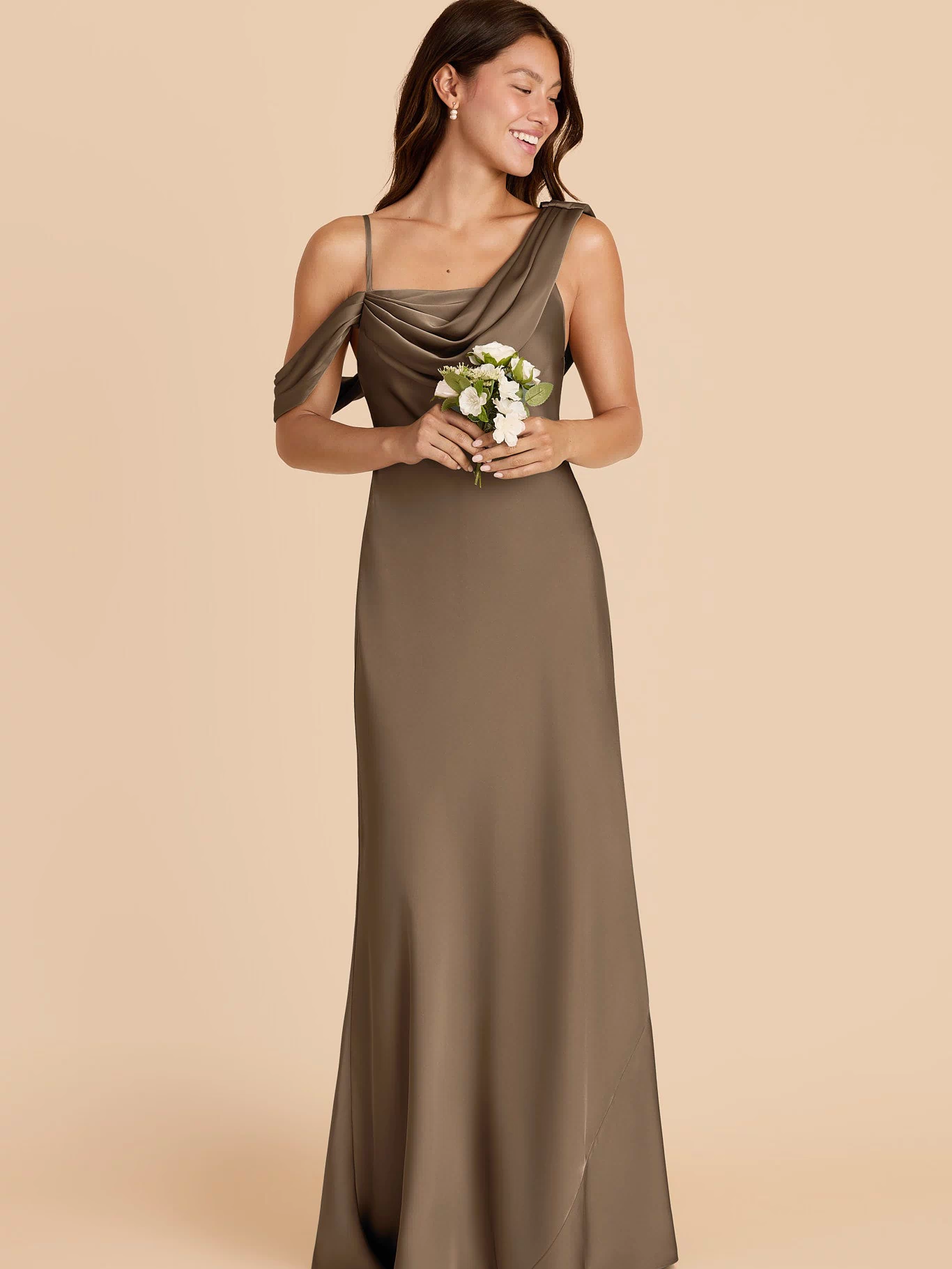 Freya Matte Satin Dress - Mocha XXL / MOCHA / Rush Production