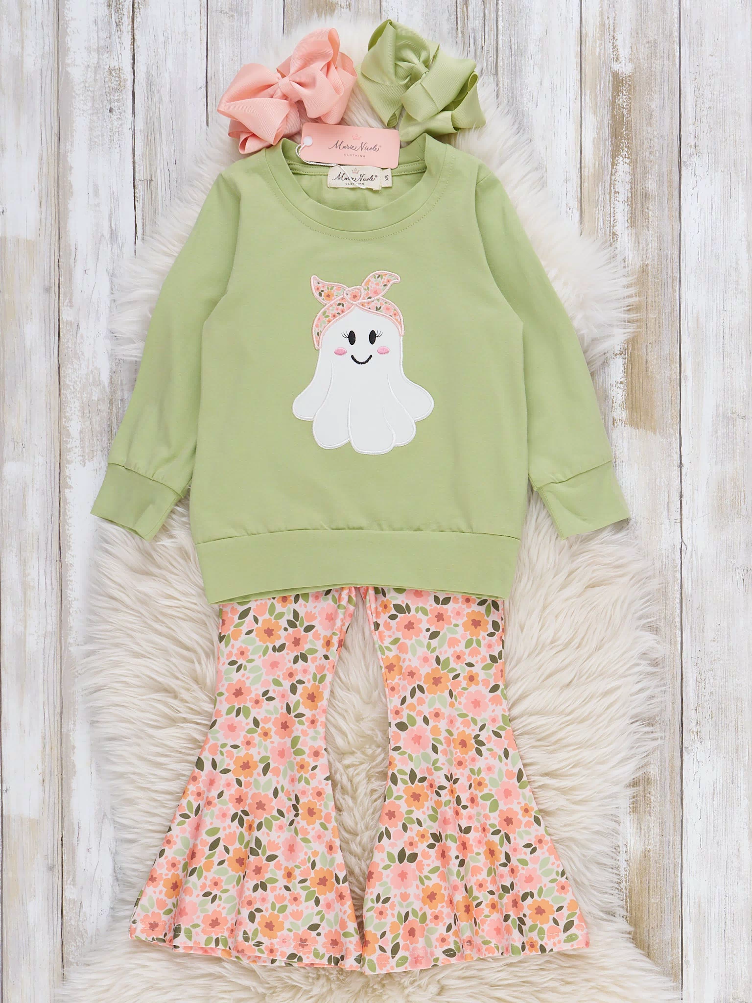 Ghostly Frolicking Bell Bottom Embroidered Outfit - Marie Nicole Clothing