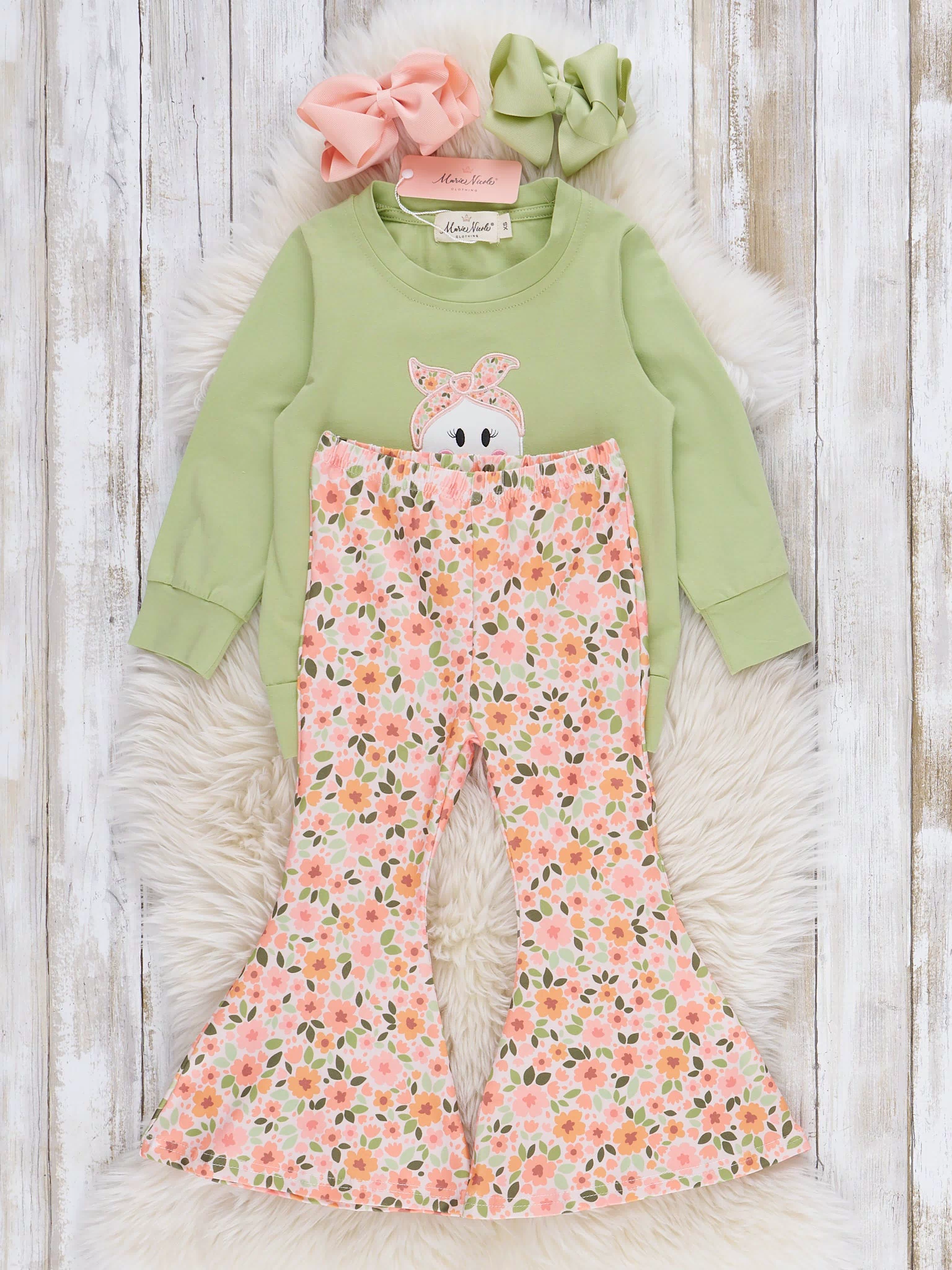 Ghostly Frolicking Bell Bottom Embroidered Outfit - Marie Nicole Clothing