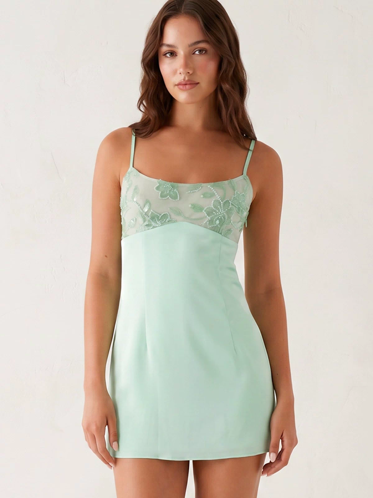 Mint Green Spaghetti Straps Sheath Satin Mini Homecoming Dress