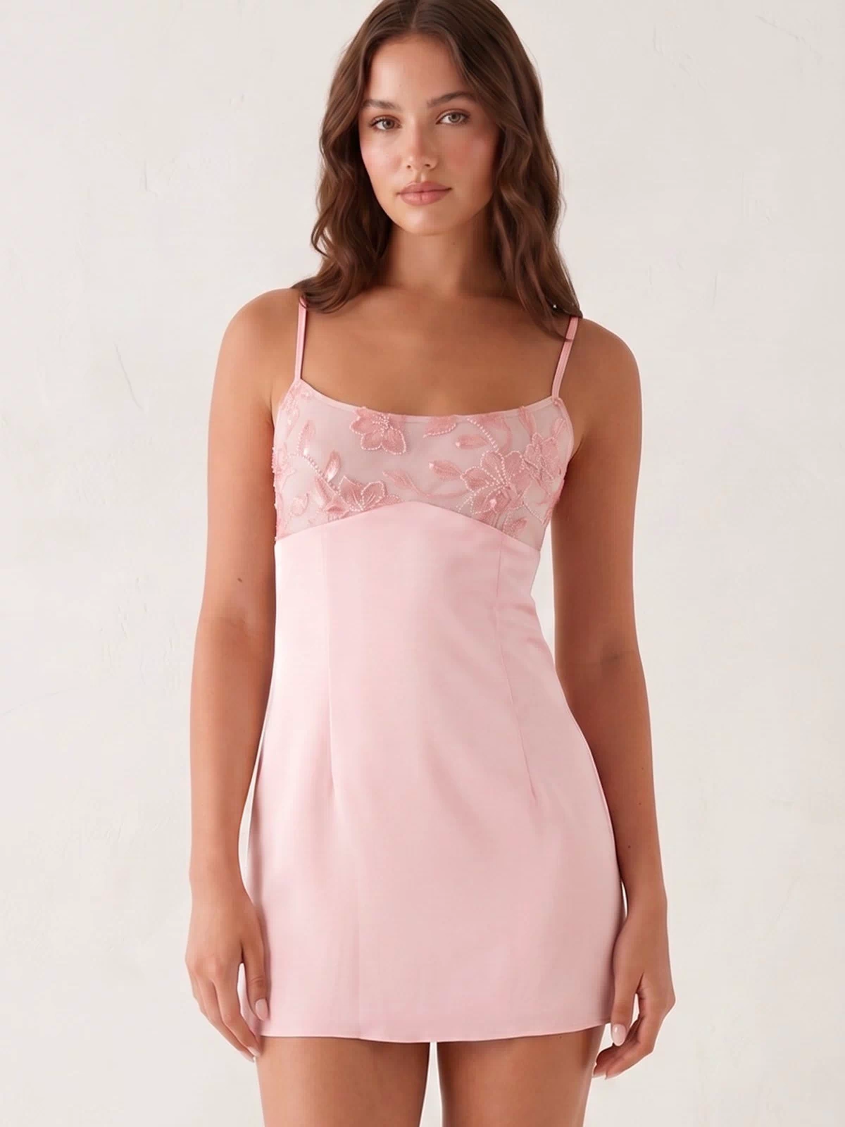 Pink Spaghetti Straps Sheath Linen Mini Homecoming Dress | KISSPROM