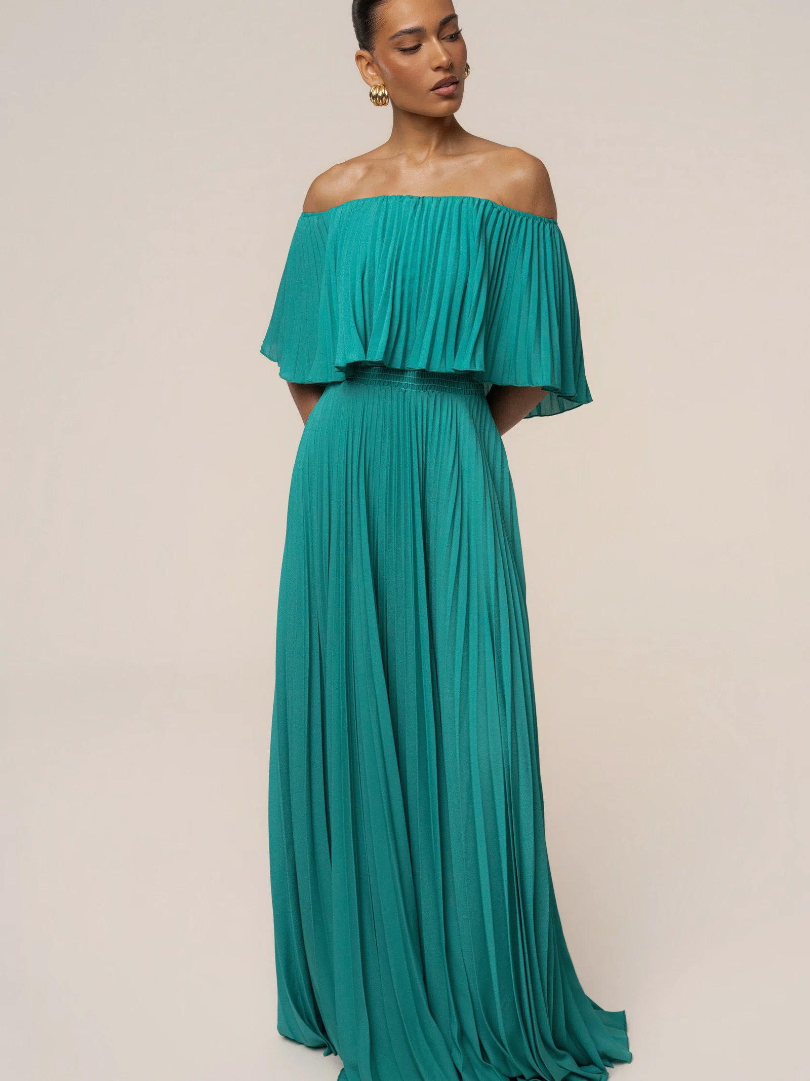 Green Sunshine Pleated Maxi Dress - JLUXLABEL