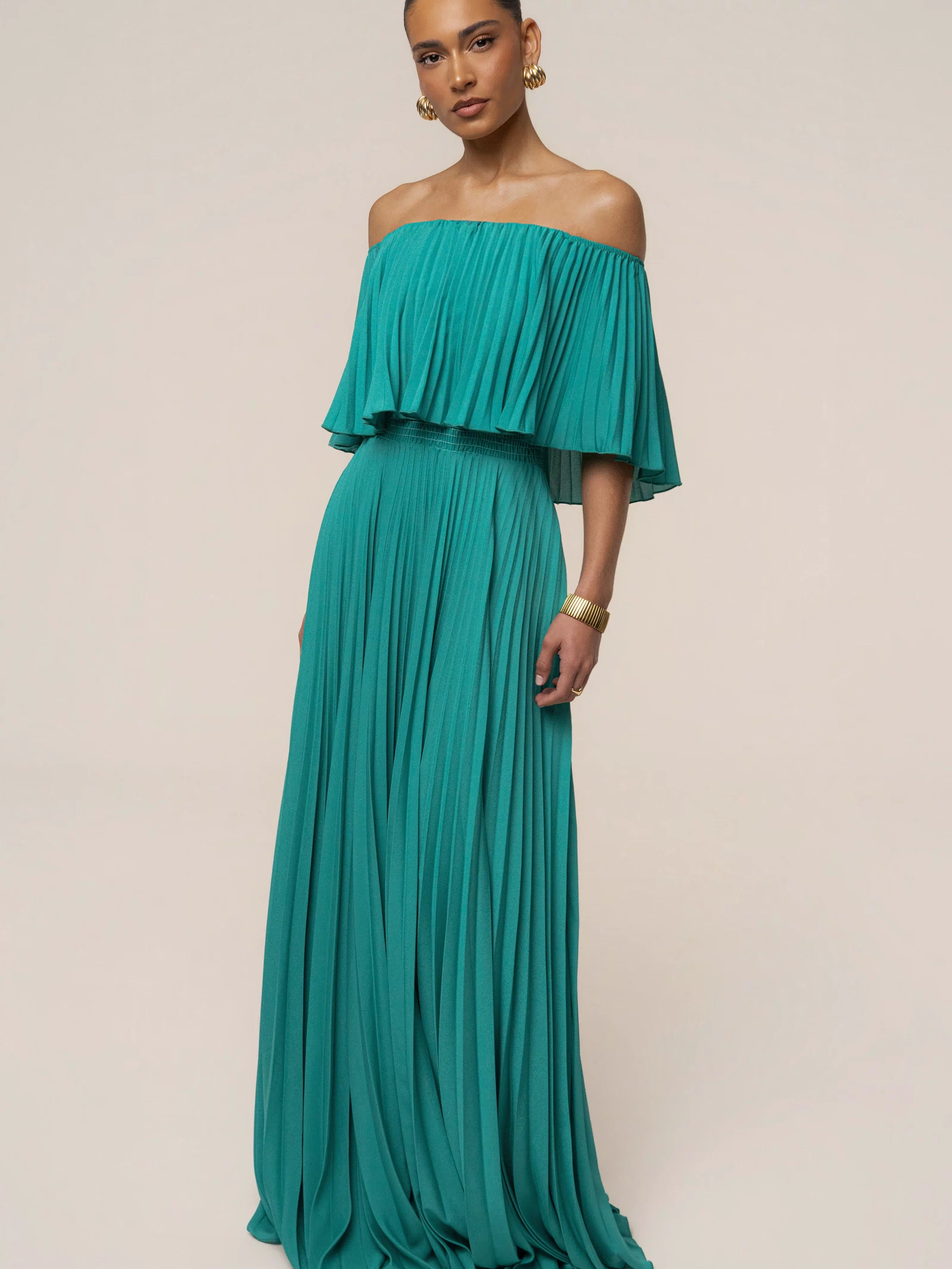Green Sunshine Pleated Maxi Dress - JLUXLABEL