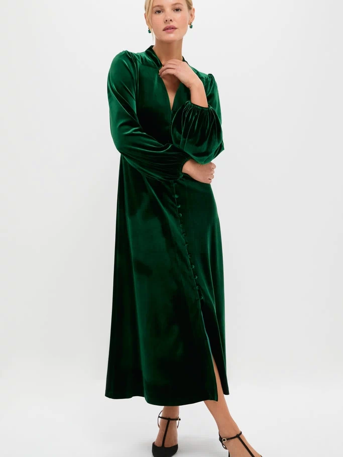 Green Velvet Serena Dress