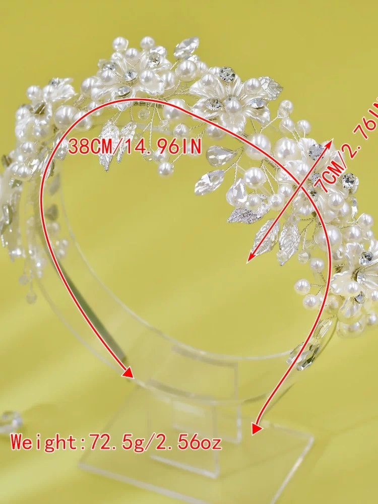 Headband for Women - Boho Floral Crown Bridal Headpiece - Handmade Resin Wedding Hair Accessory - product detail view 5