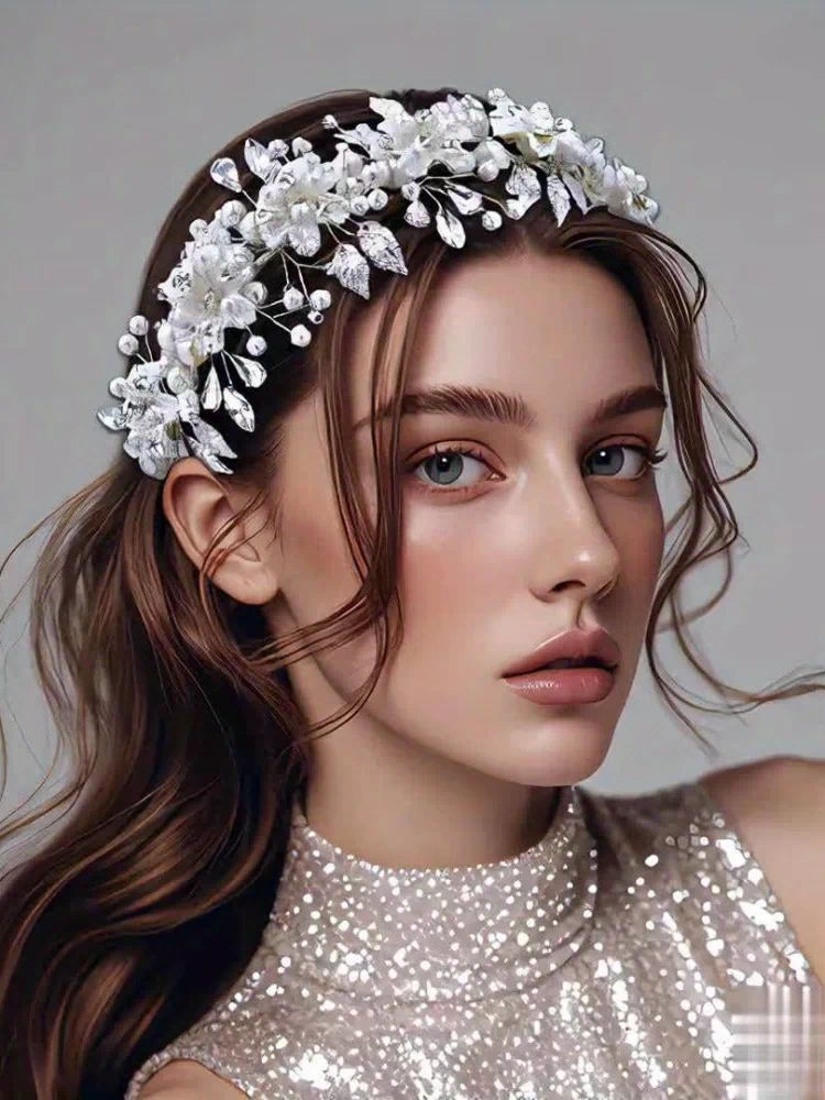 Headband for Women - Boho Floral Crown Bridal Headpiece - Handmade Resin Wedding Hair Accessory - product detail view 7