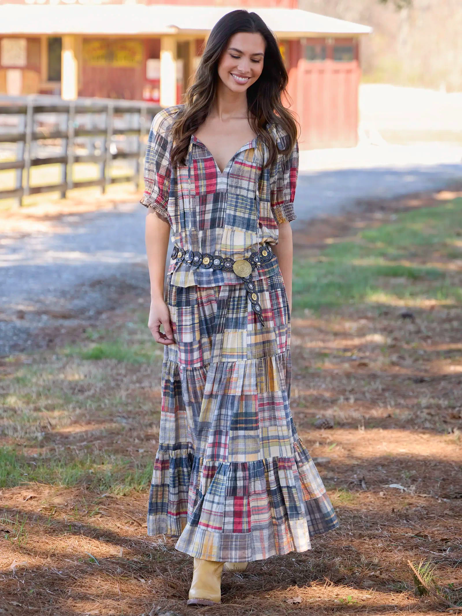 Hanna Convertible Maxi Skirt - Greenfield Patches Multi-view 4