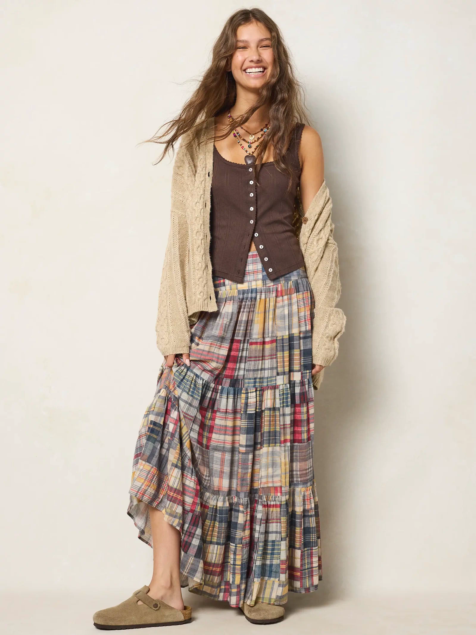 Hanna Convertible Maxi Skirt - Greenfield Patches Multi-view 5