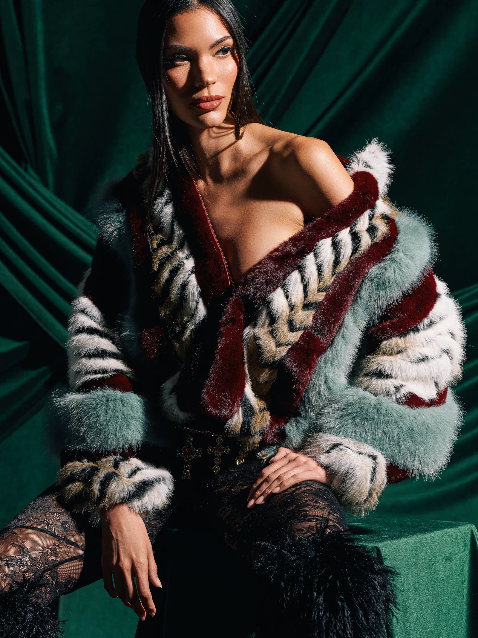 HAVE IT ALL PANELED FUR COAT